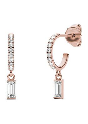 0.37 ct. t.w. Lab Created Moissanite Hoop Drop Earrings in 14k Gold