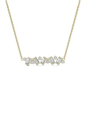 Charles & Colvard 0.72 Ct. T.w. Lab Created Moissanite Baguette Cluster Pendant In 14K Gold, Yellow -  0194172268730