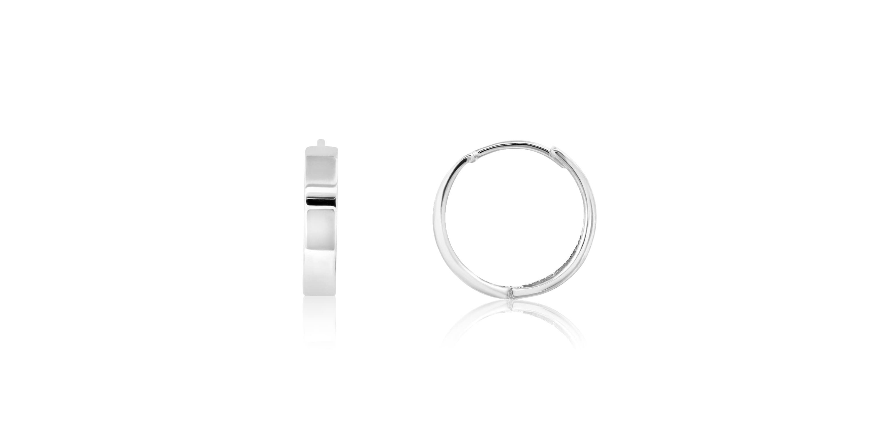 14k Yellow Gold 14MM Flat Style Small Huggie Hoop Earrings