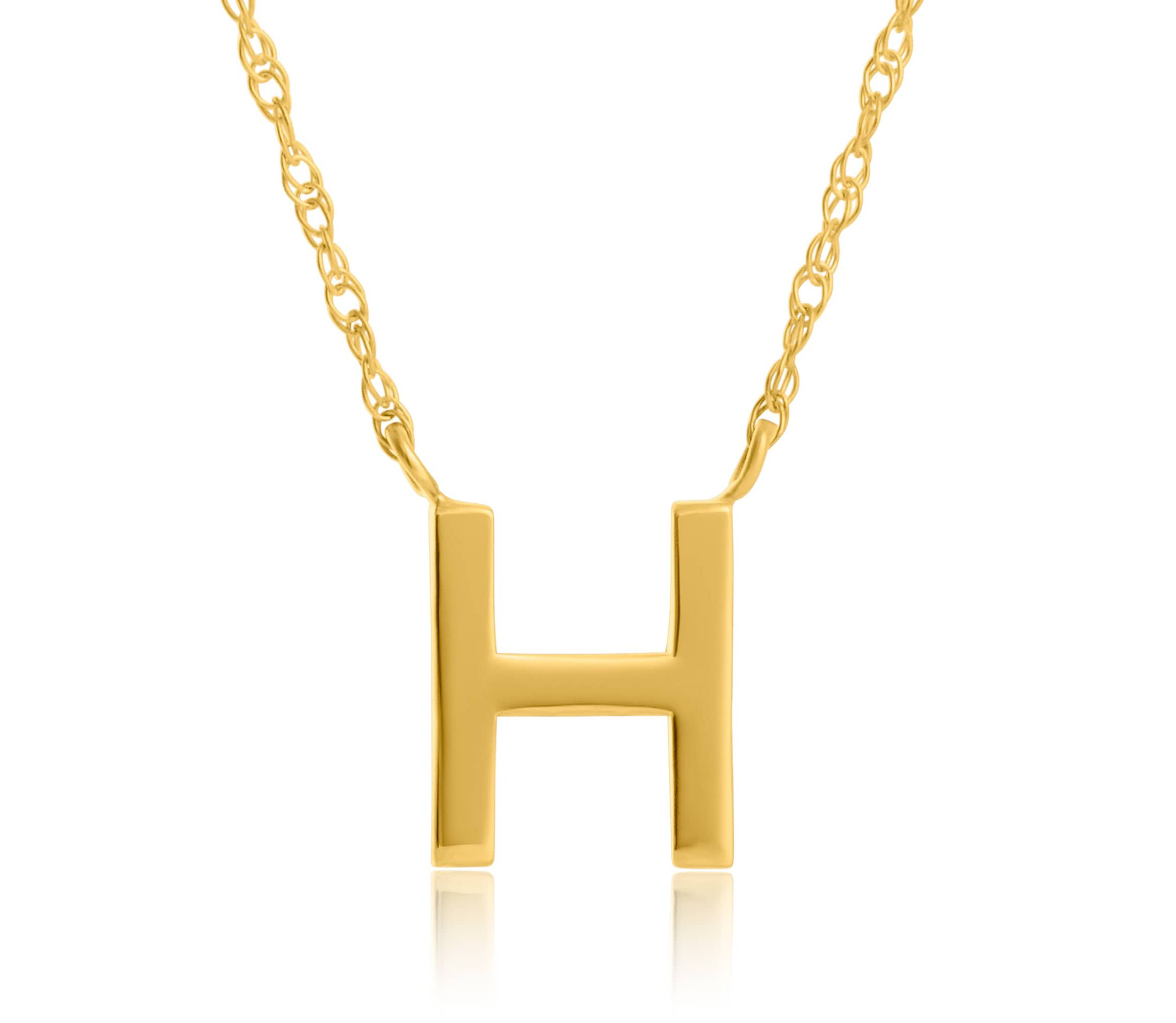 14K Yellow Gold Initial Necklace with 16 Inch Cable Chain and 2 Inch Extention