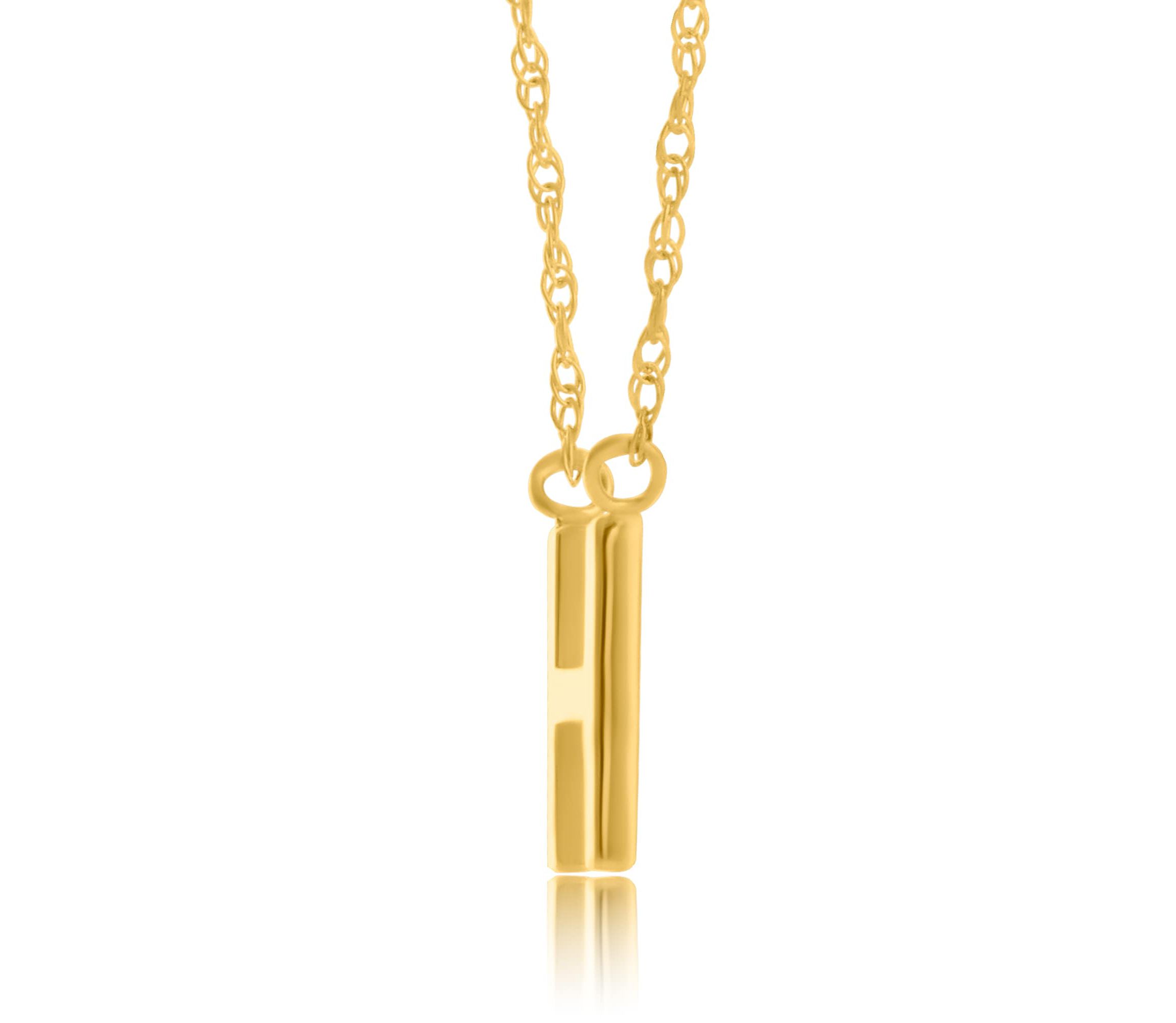 14K Yellow Gold Initial Necklace with 16 Inch Cable Chain and 2 Inch Extention