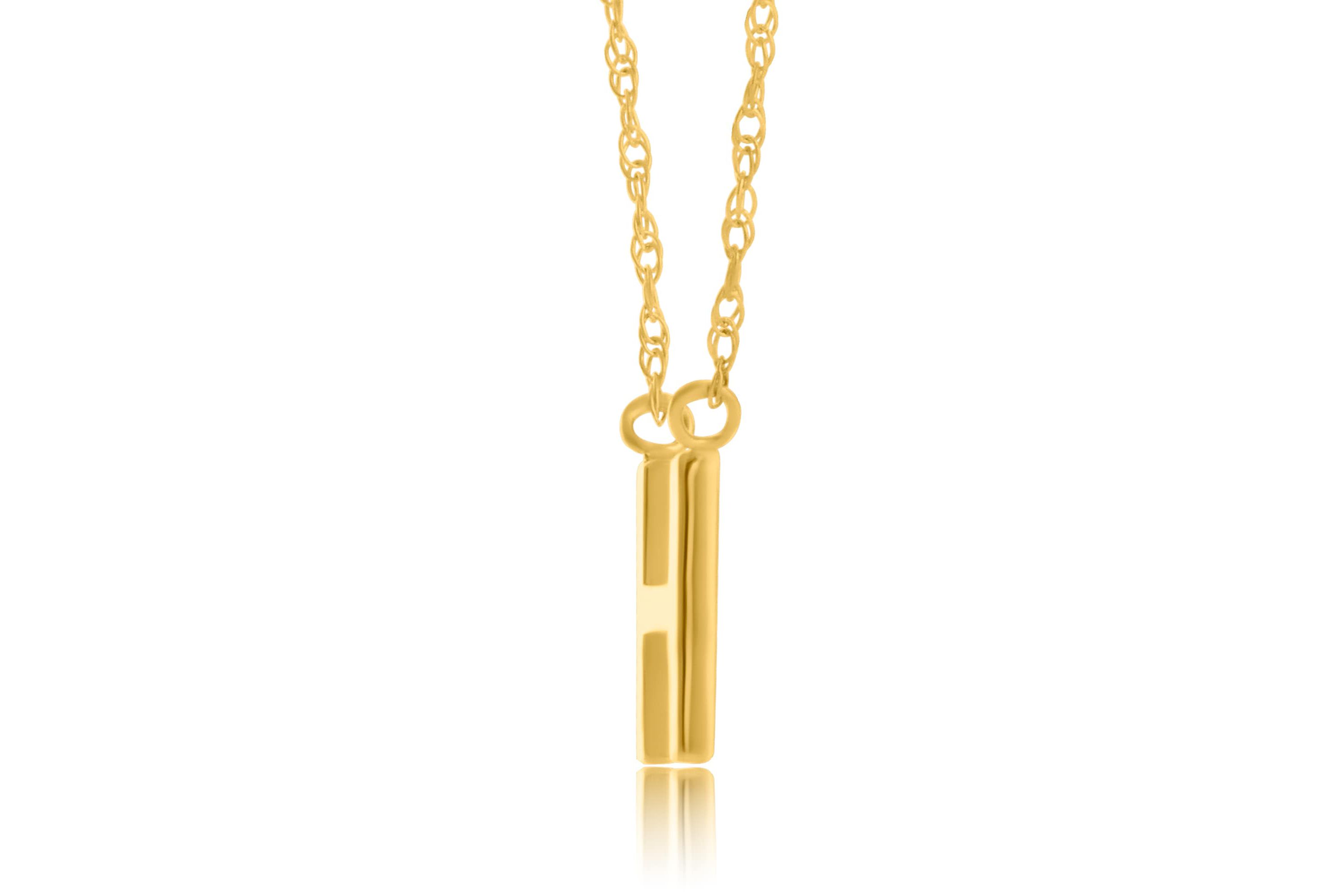 14K Yellow Gold Initial Necklace with 16 Inch Cable Chain and 2 Inch Extention