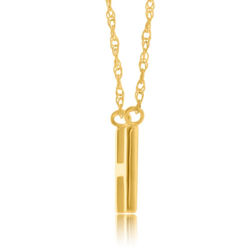 14K Yellow Gold Initial Necklace with 16 Inch Cable Chain and 2 Inch Extention