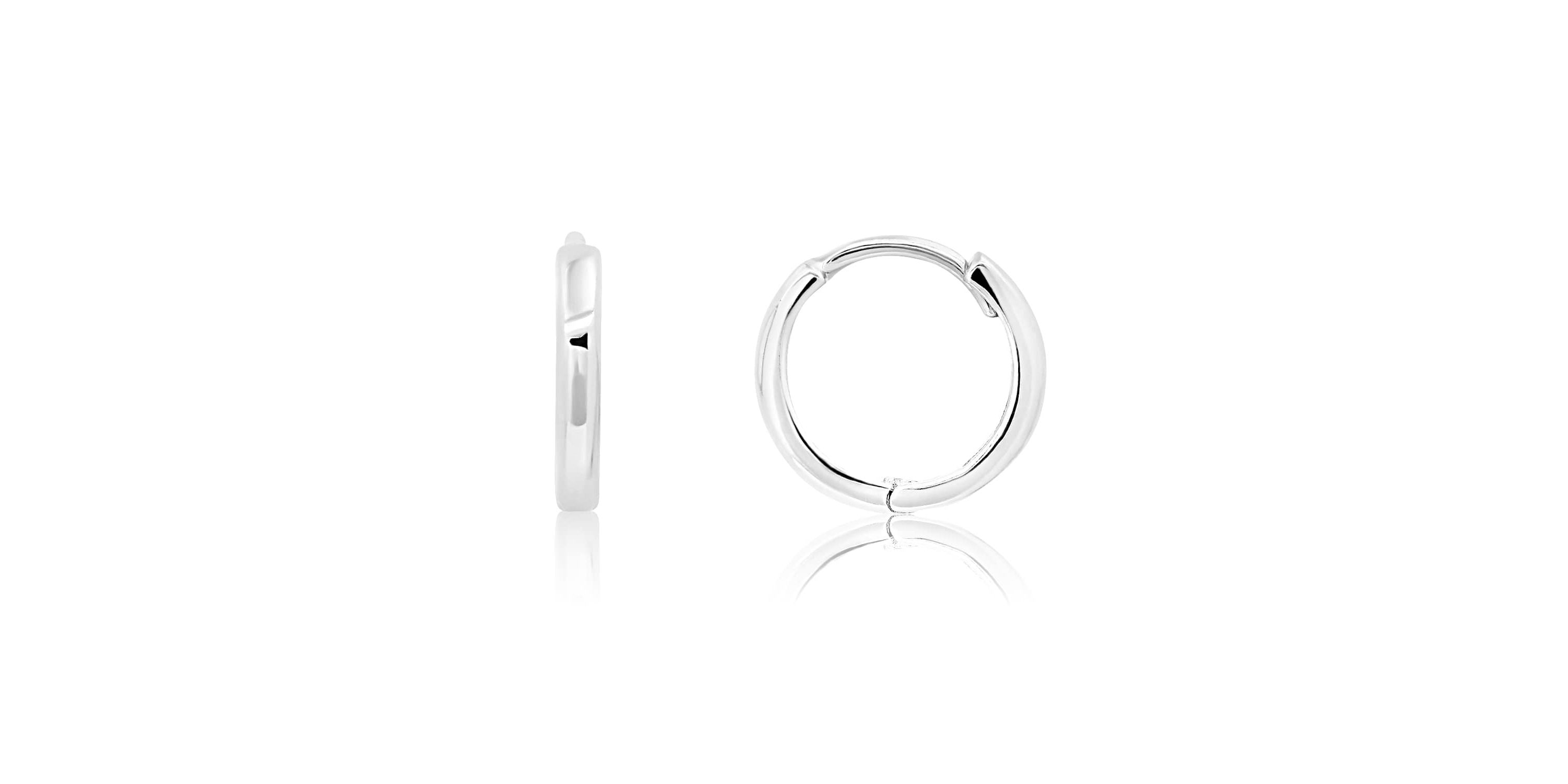 14k Yellow Gold 10MM Domed Style Small Huggie Hoop Earrings