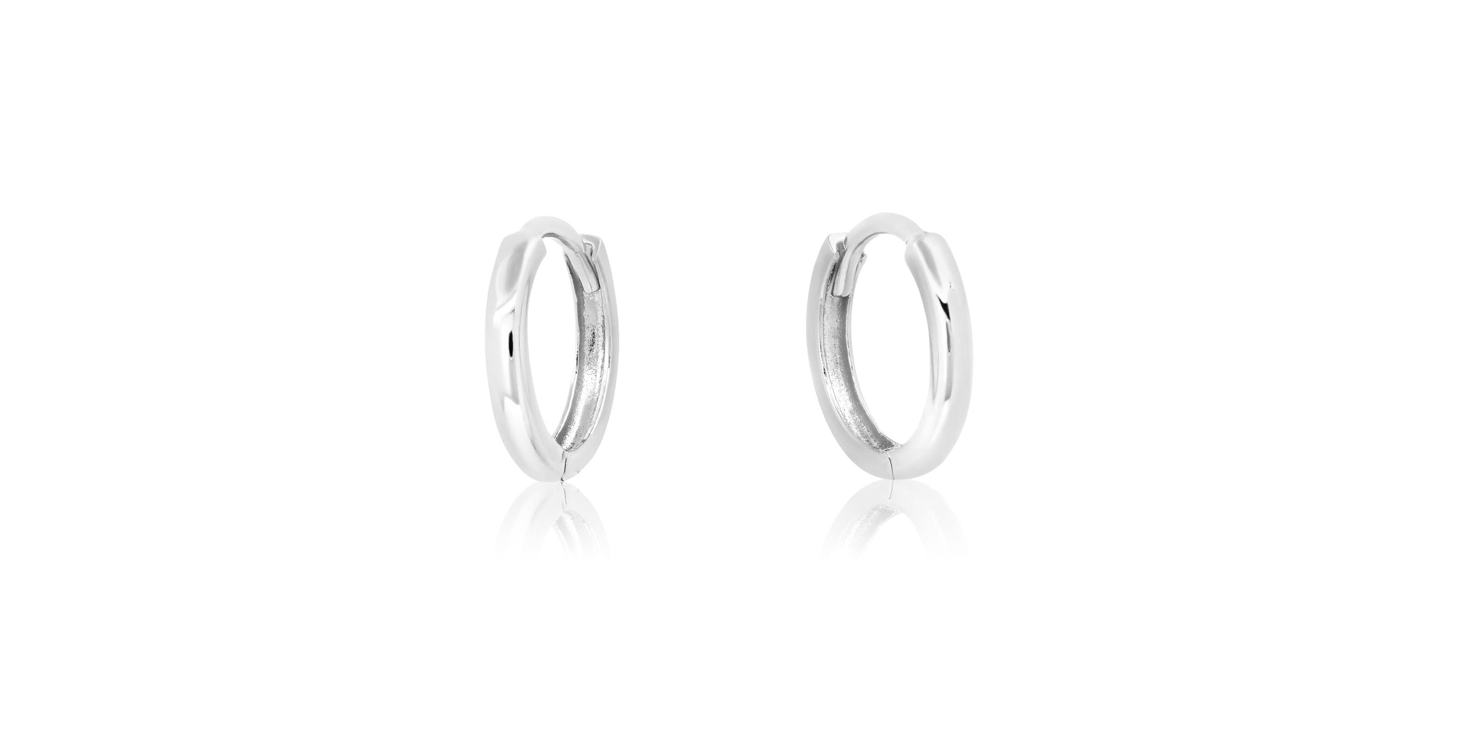 14k Yellow Gold 10MM Domed Style Small Huggie Hoop Earrings
