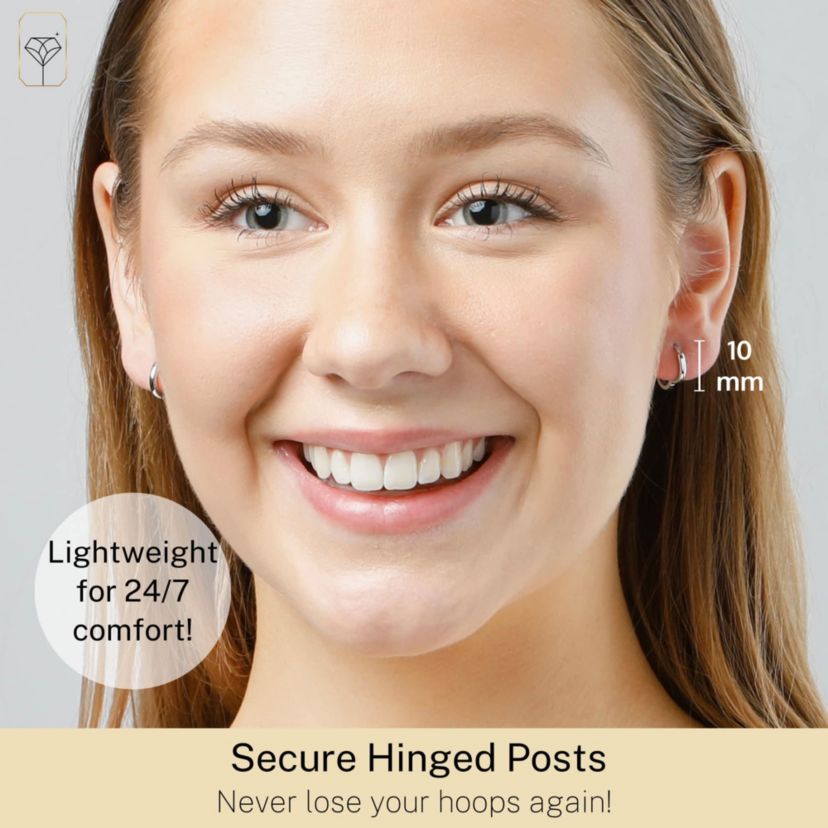 14k Yellow Gold 10MM Domed Style Small Huggie Hoop Earrings