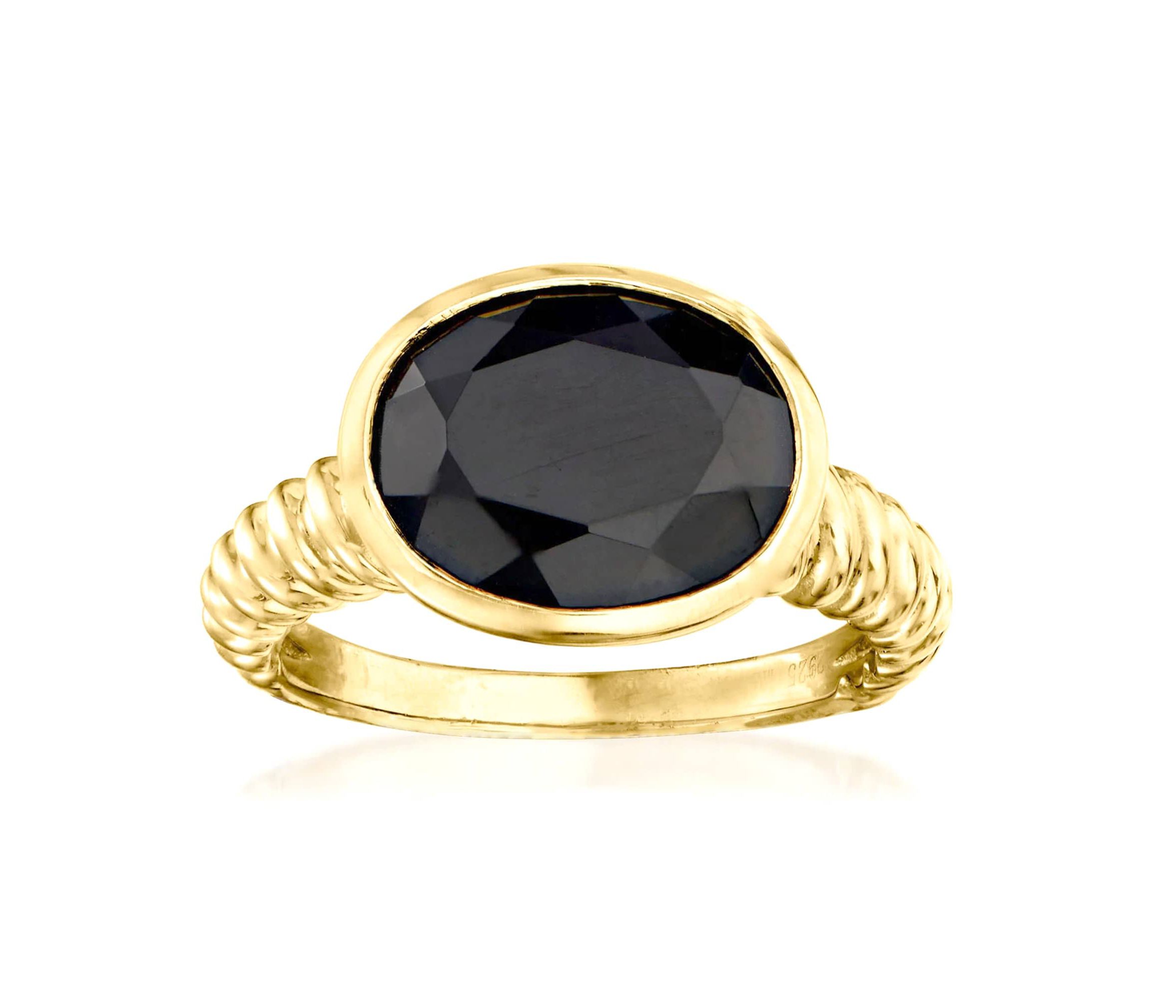18k Gold Over Sterling Silver 12x10mm Oval Onyx Ring
