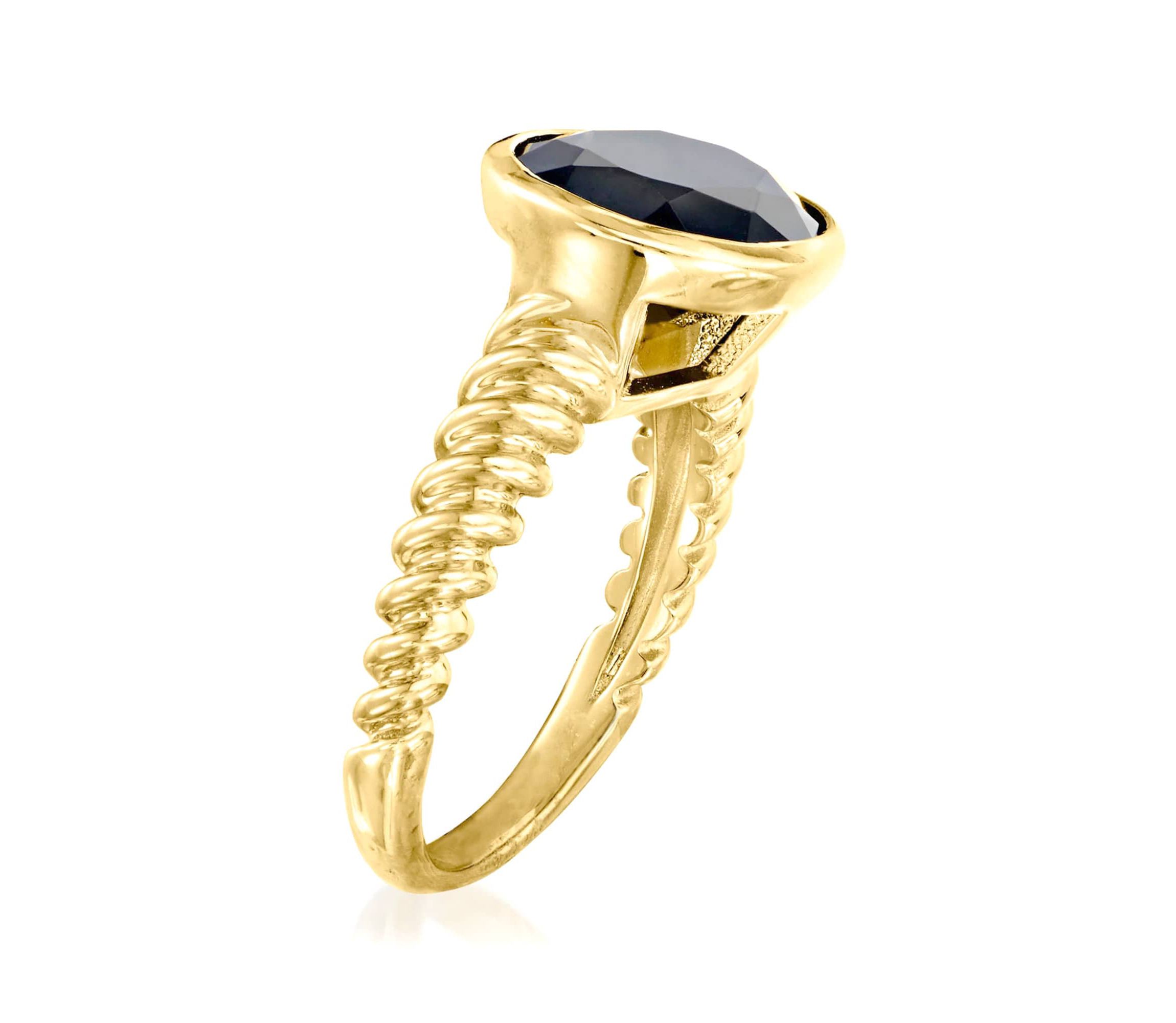 18k Gold Over Sterling Silver 12x10mm Oval Onyx Ring