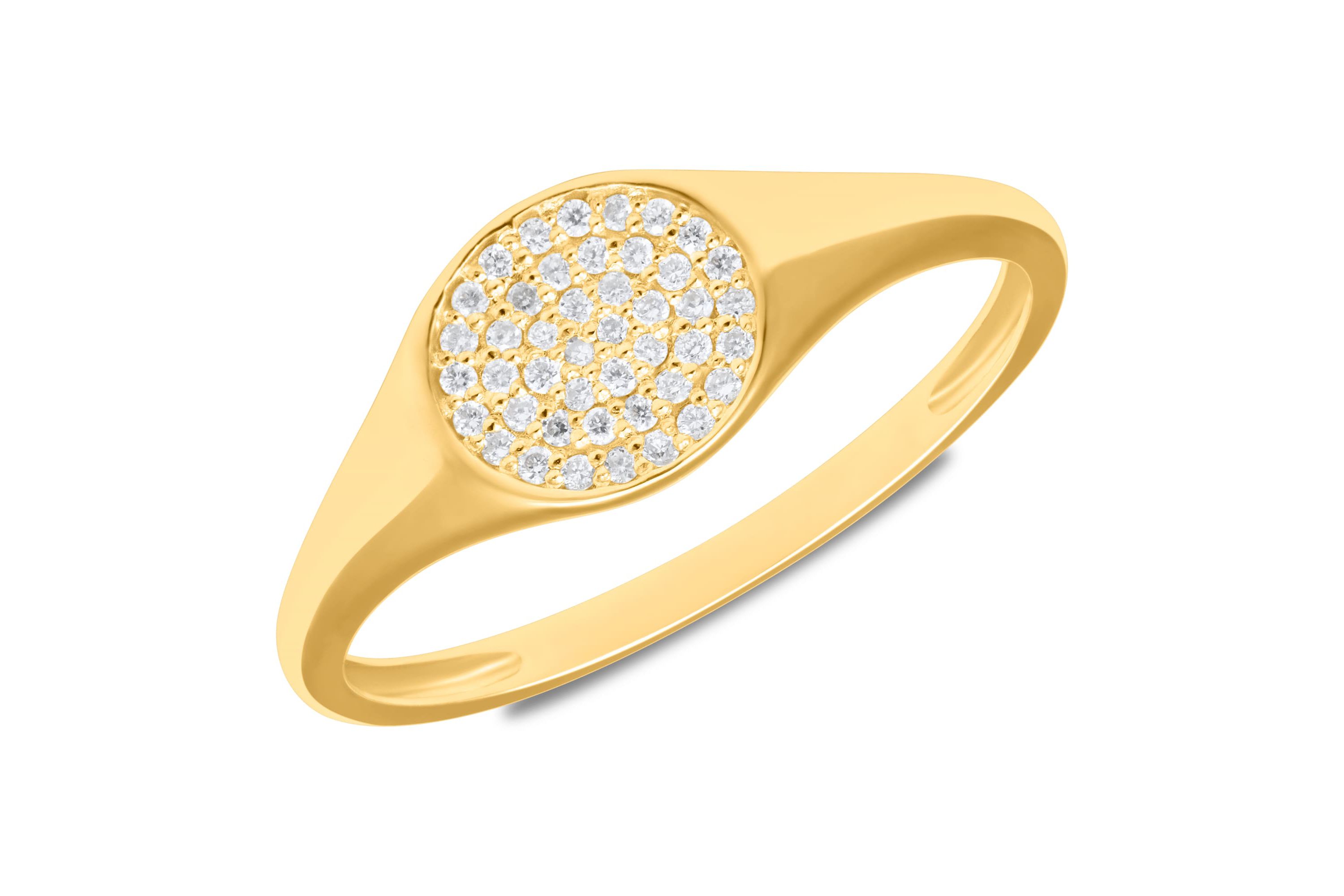 Lab Created 14k Yellow Gold Lab Grown Diamond Signet Ring