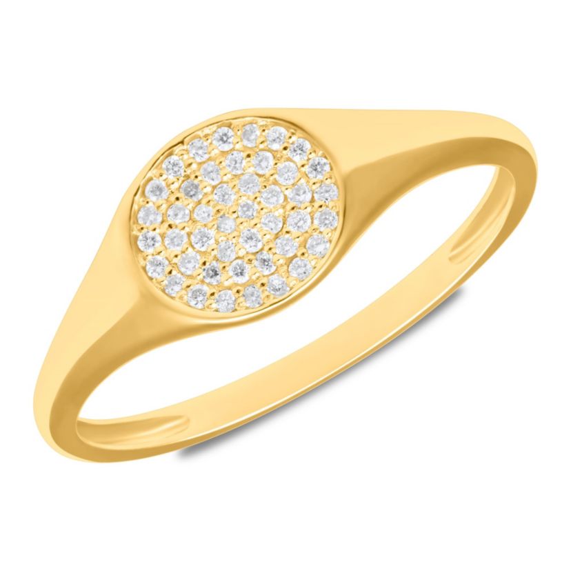 Lab Created 14k Yellow Gold Lab Grown Diamond Signet Ring