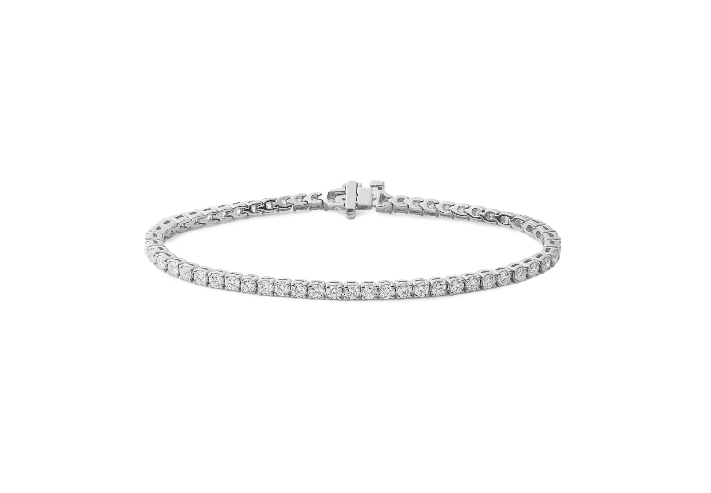 Lab Created 18k Solid White Gold 2.3cttw Lab Grown Diamond Tennis Bracelet