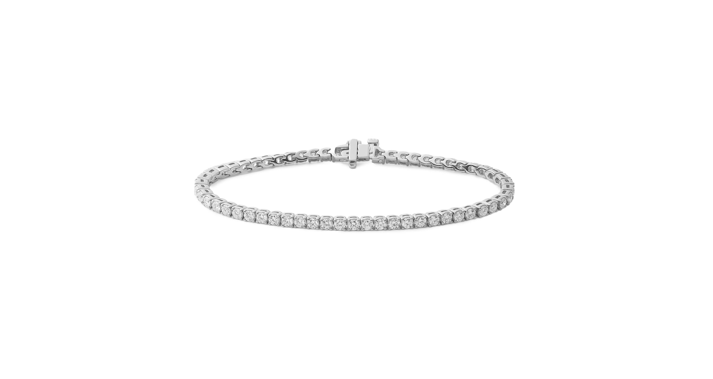 Lab Created 18k Solid White Gold 2.3cttw Lab Grown Diamond Tennis Bracelet