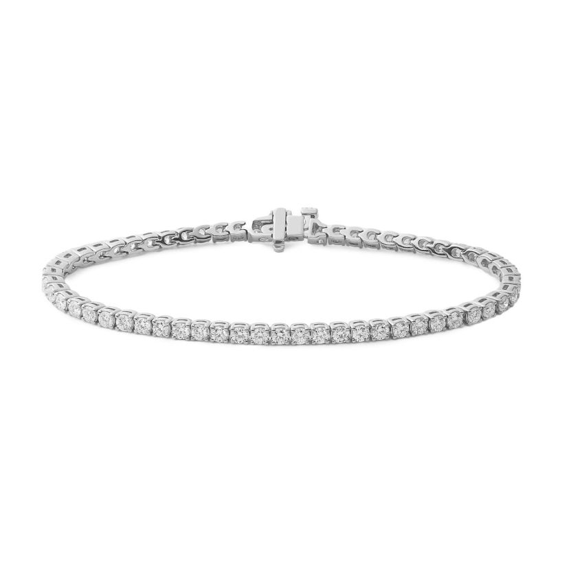 Lab Created 18k Solid White Gold 2.3cttw Lab Grown Diamond Tennis Bracelet