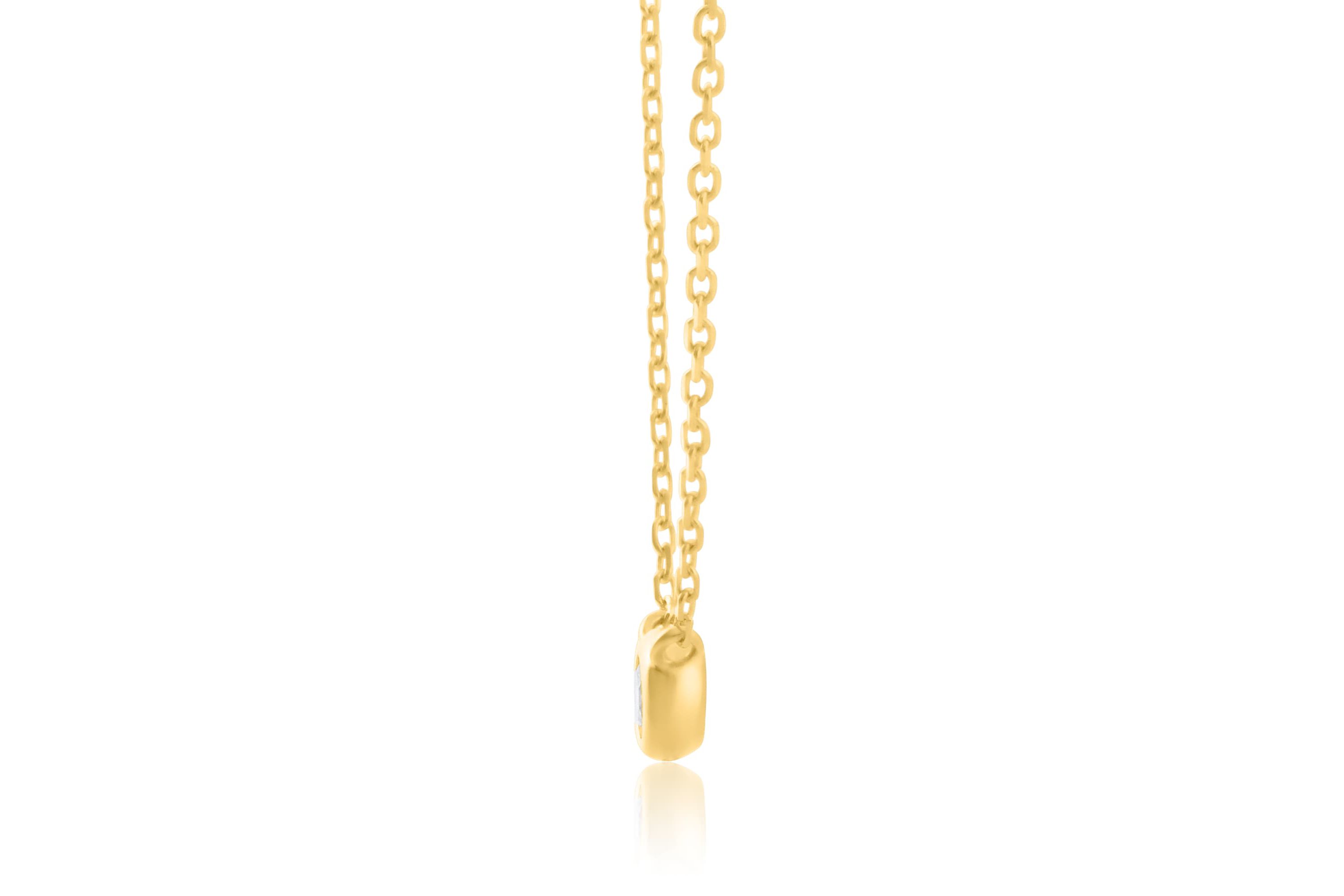 Lab Created 14k Yellow Gold 2.5mm Round Lab Grown Diamond Necklace with 16 inch cable chain and 2 inch extender