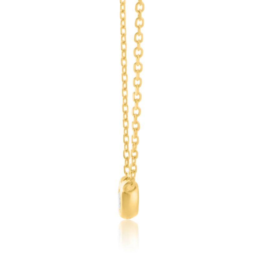Lab Created 14k Yellow Gold 2.5mm Round Lab Grown Diamond Necklace with 16 inch cable chain and 2 inch extender