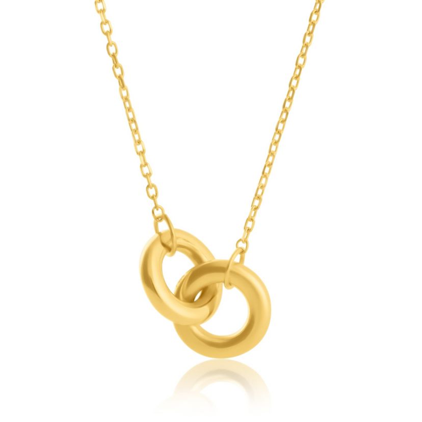 14K Yellow Gold Linked Circle Necklace