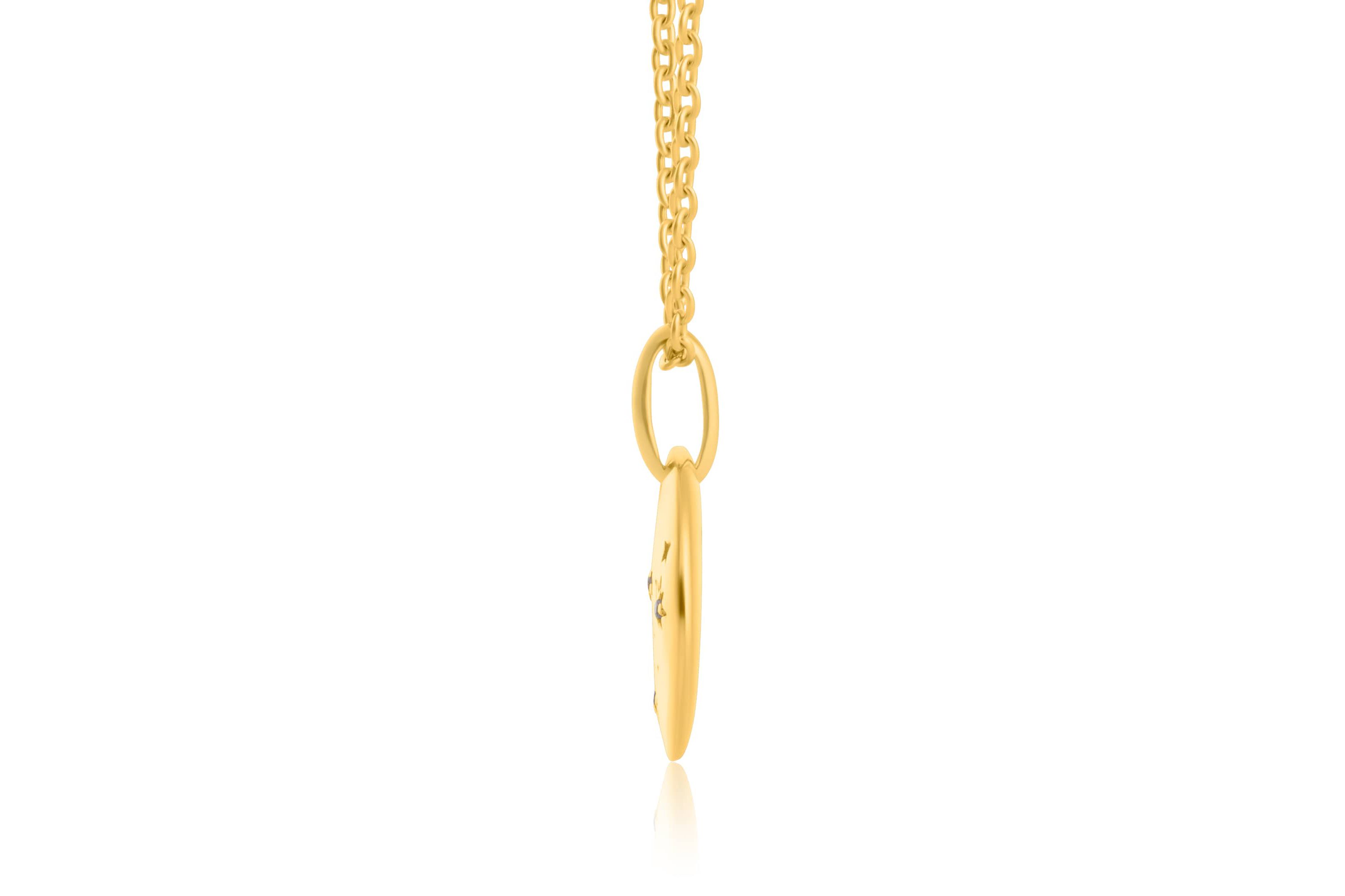 14K Gold Vermeil Capricorn Zodiac Penant Necklace with 16 Inch Cable Chain and 2 Inch Extention