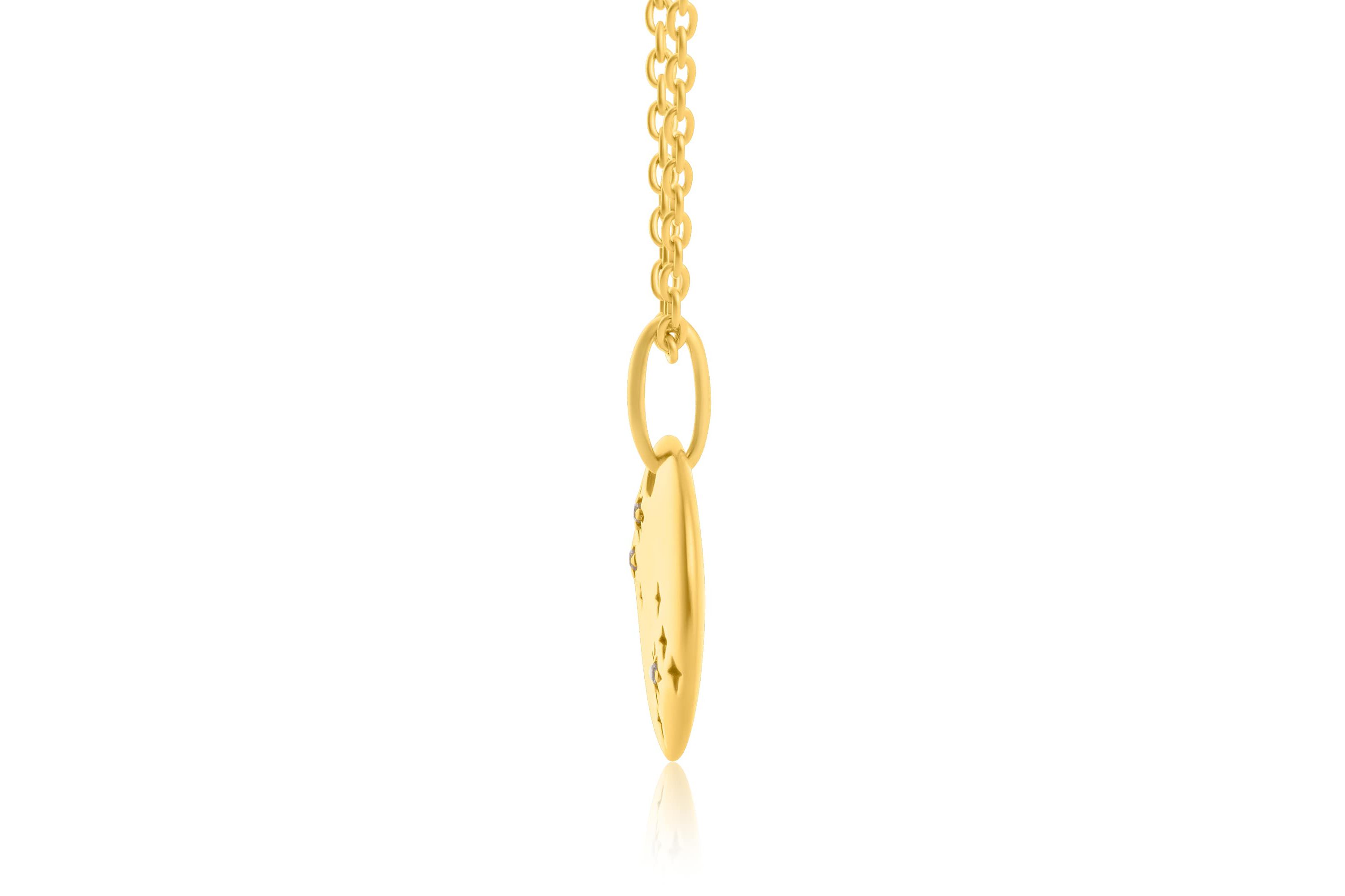 14K Gold Vermeil Gemini Zodiac Penant Necklace with 16 Inch Cable Chain and 2 Inch Extention