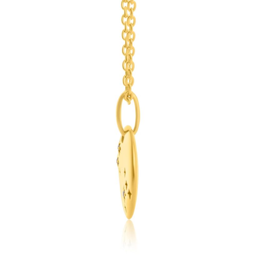 14K Gold Vermeil Gemini Zodiac Penant Necklace with 16 Inch Cable Chain and 2 Inch Extention