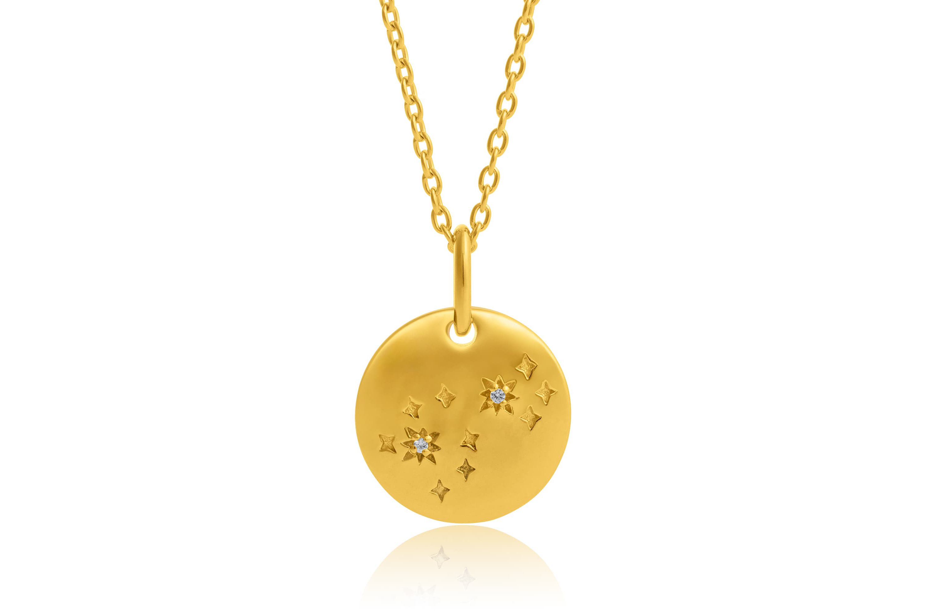 14K Gold Vermeil Scorpio Zodiac Penant Necklace with 16 Inch Cable Chain and 2 Inch Extention