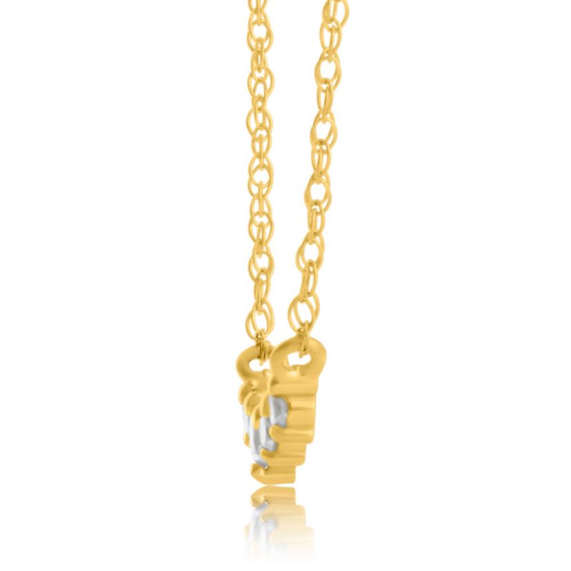 Lab Created 14k Yellow Gold 1.5mm & 2mm Round Lab Grown Diamond 4 Stone Necklace with 16 inch cable chain and 2 inch extender