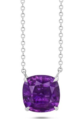 Nicole Miller Sterling Silver 8 Millimeter 2 Ct. T.w. 4-Prong Amethyst Classic Cushion Pendant