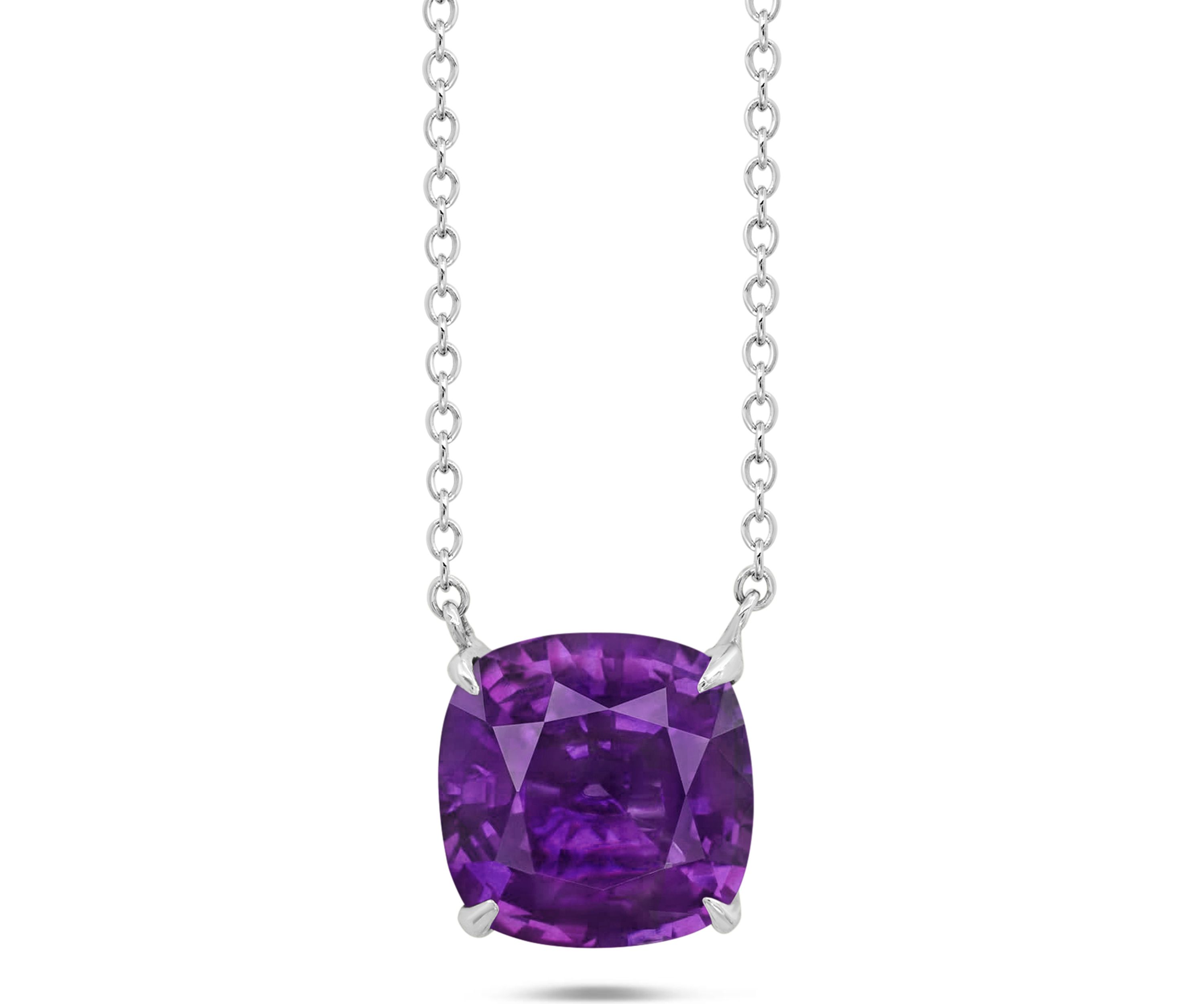 Sterling Silver 8 Millimeter 2 ct. t.w. 4-Prong Amethyst Classic Cushion Pendant