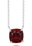 Sterling Silver 8 Millimeter 2.5 ct. t.w. 4-Prong Garnet Classic Cushion Pendant