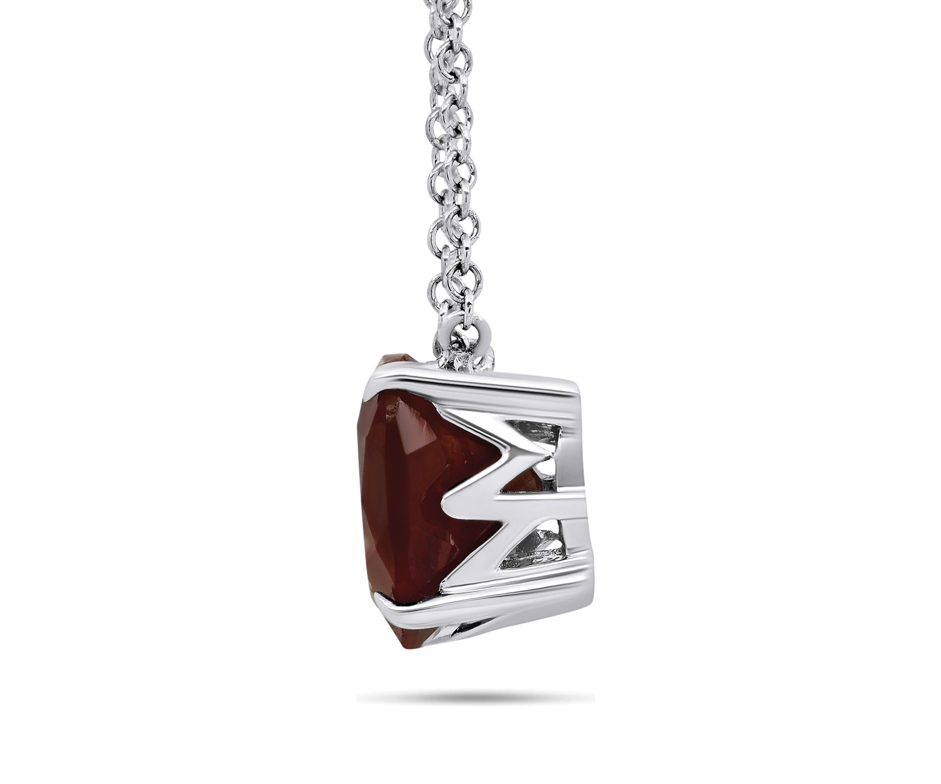 Sterling Silver 8 Millimeter 2.5 ct. t.w. 4-Prong Garnet Classic Cushion Pendant