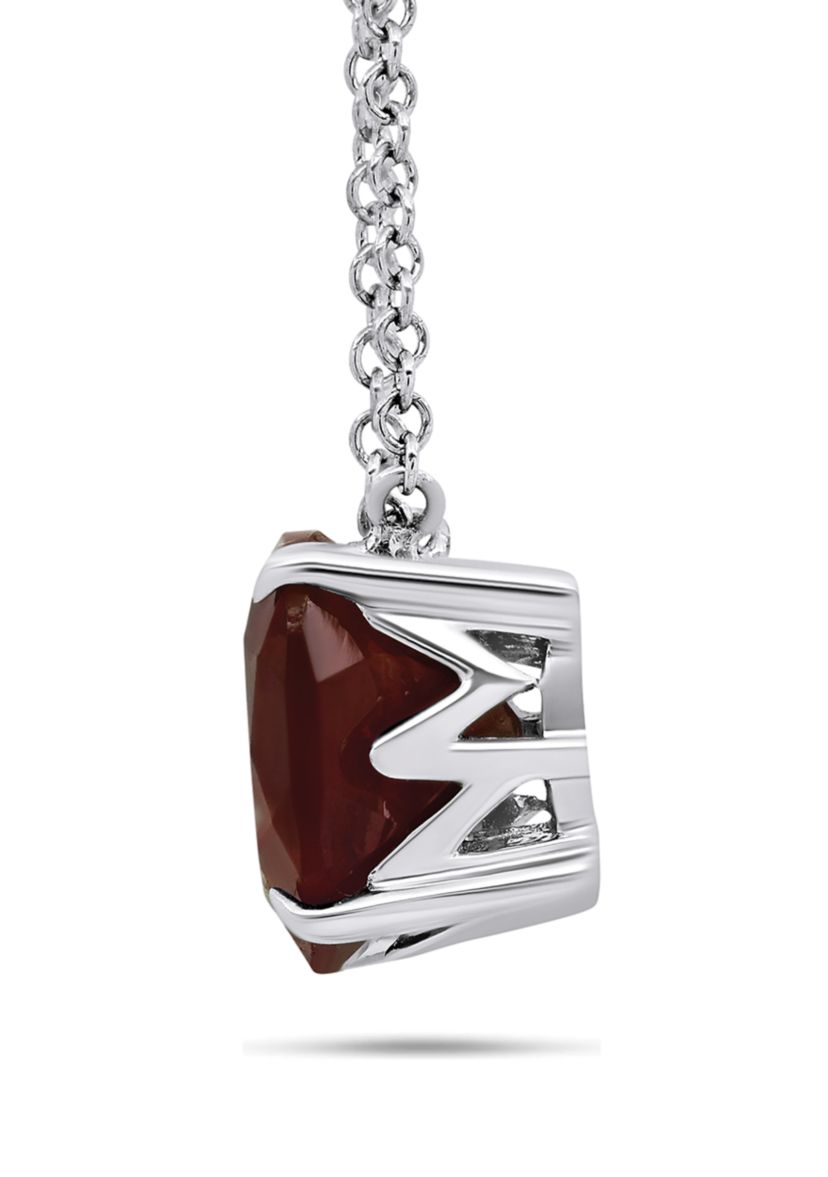 Sterling Silver 8 Millimeter 2.5 ct. t.w. 4-Prong Garnet Classic Cushion Pendant