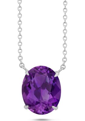 Nicole Miller Sterling Silver 10X8Mm 2.5 Ct. T.w. 4-Prong Amethyst Classic Oval Pendant