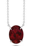 Sterling Silver 10x8mm 3 ct. t.w. 4-Prong Garnet Classic Oval Pendant