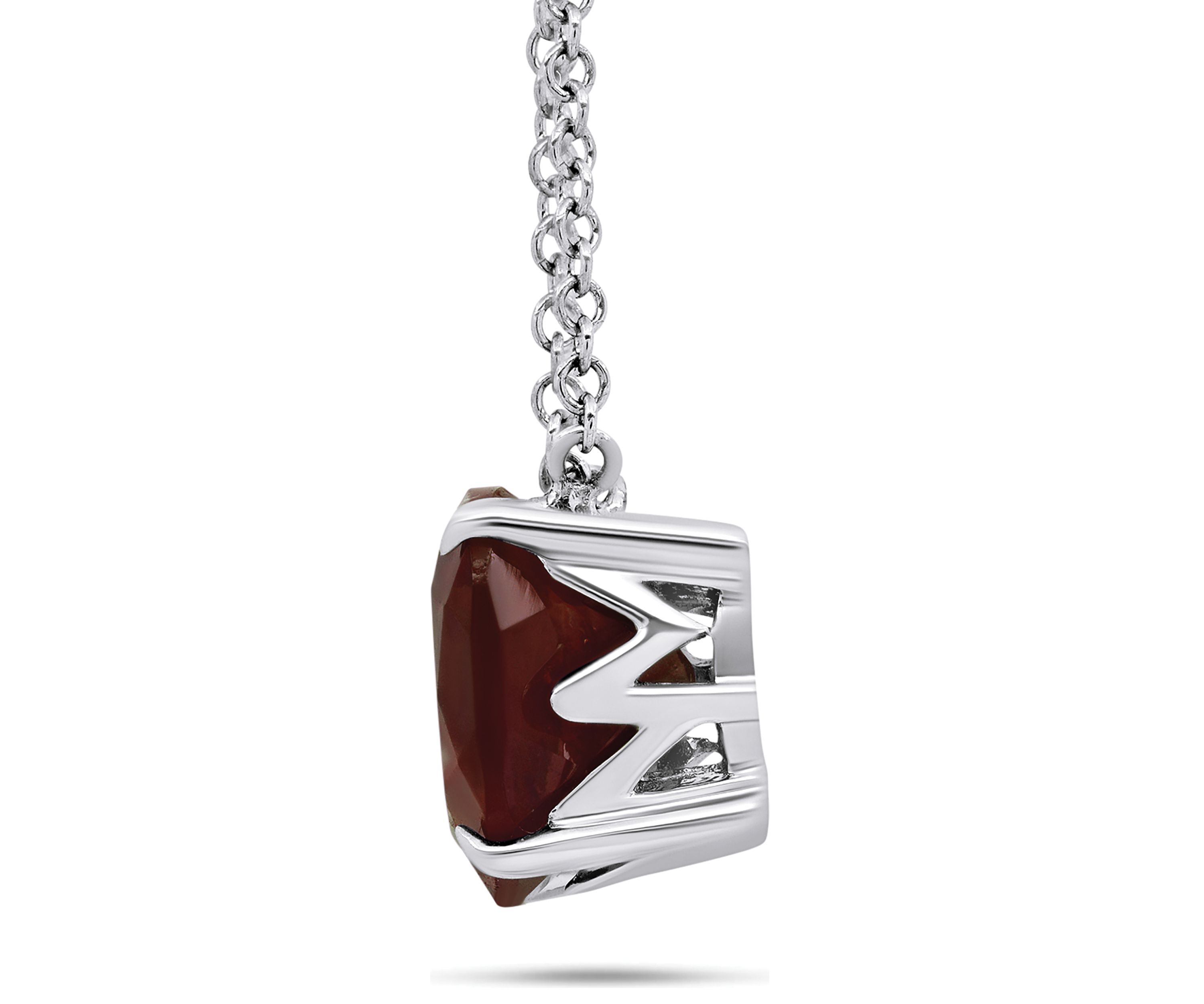 Sterling Silver 10x8mm 3 ct. t.w. 4-Prong Garnet Classic Oval Pendant