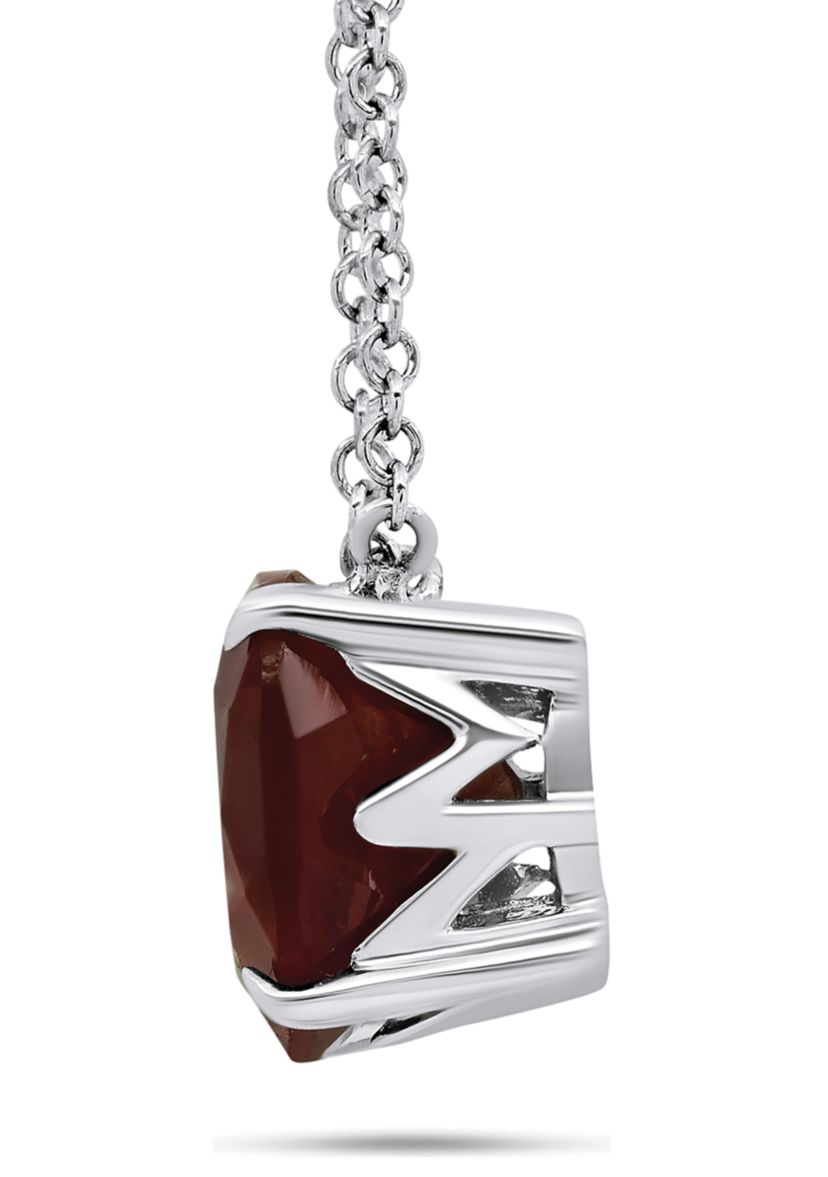 Sterling Silver 10x8mm 3 ct. t.w. 4-Prong Garnet Classic Oval Pendant