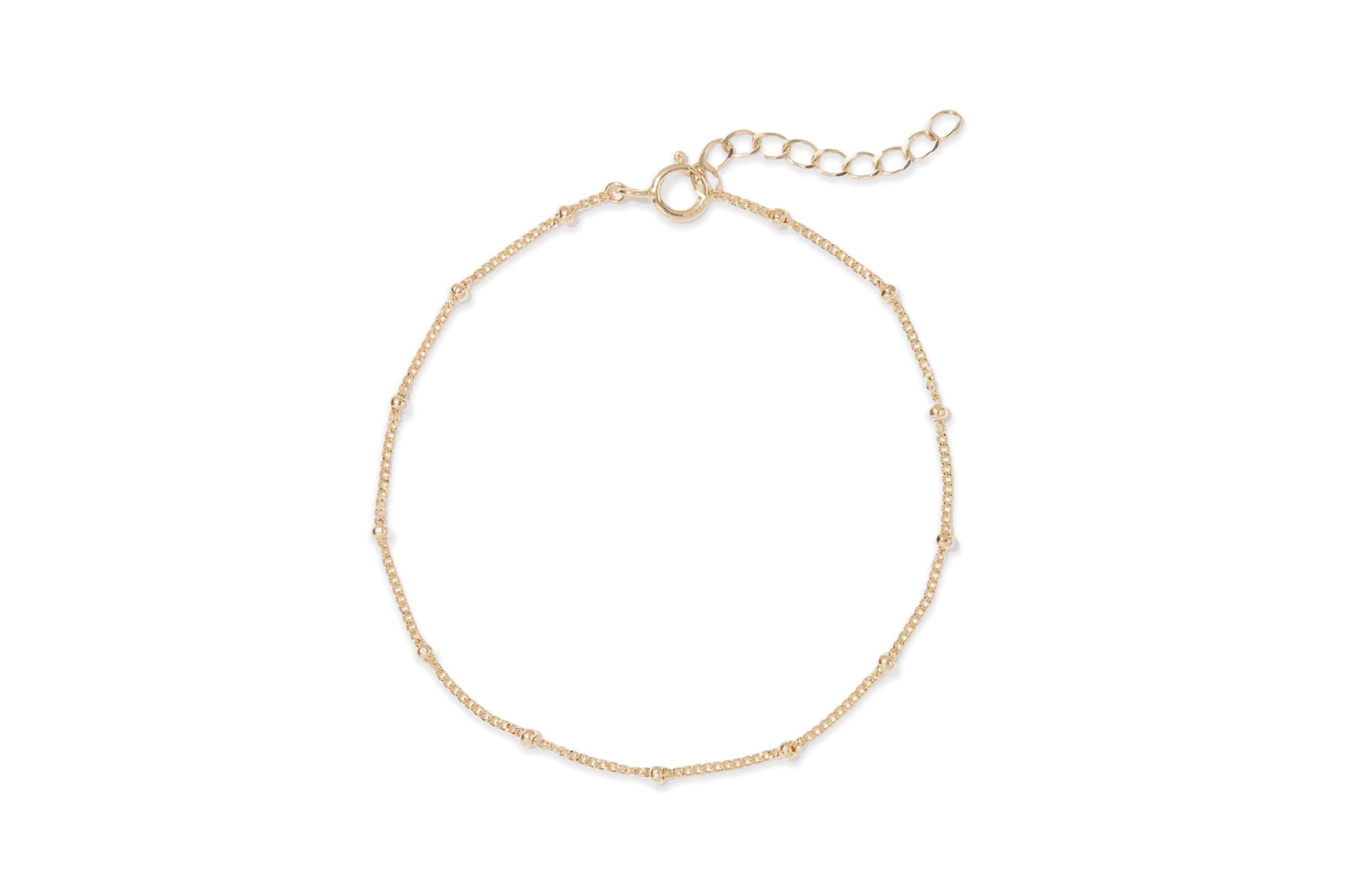 14k Yellow Gold  Beaded Bracelet Adjustable