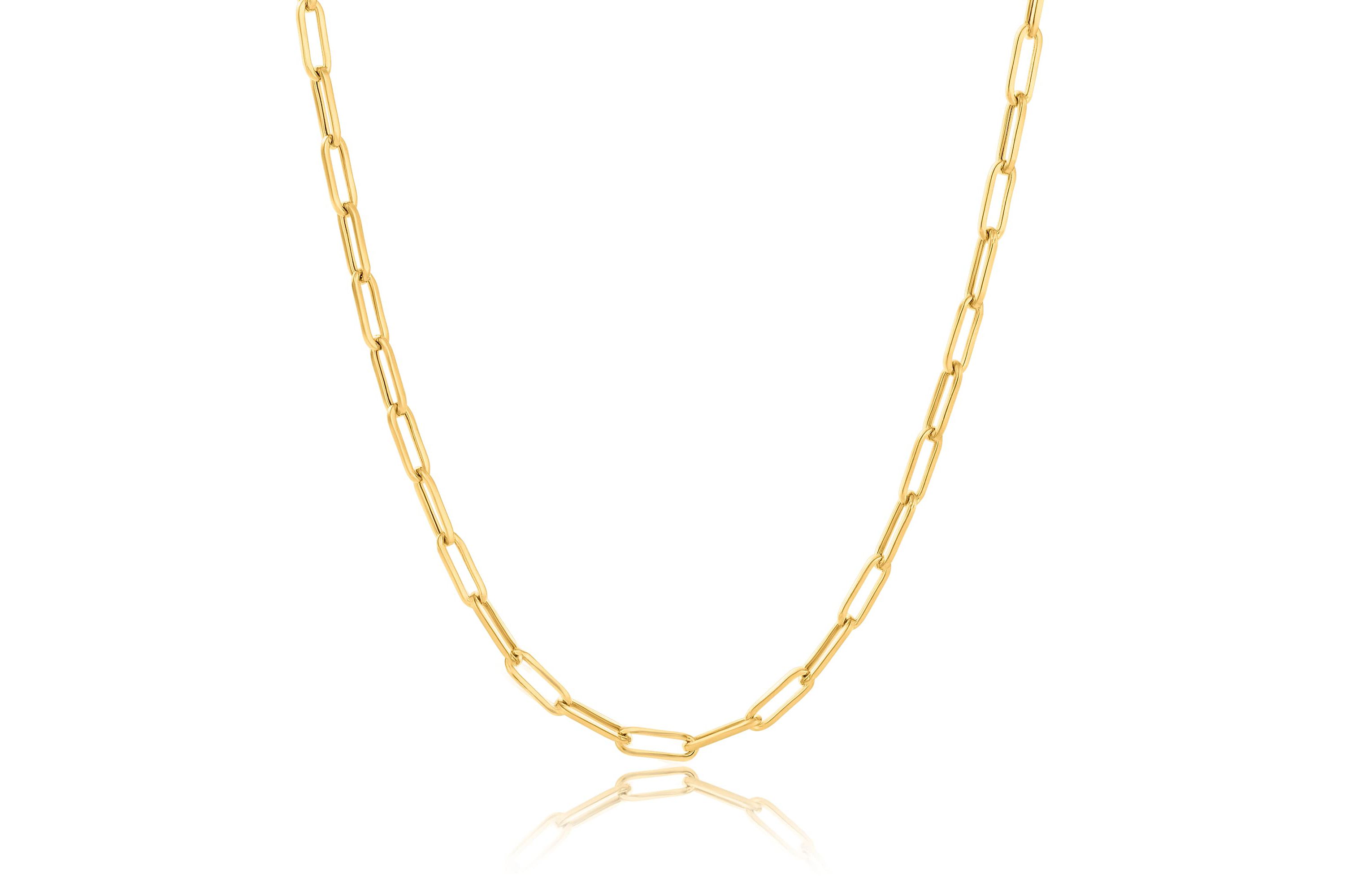 14k Yellow Gold  Paperclip Chain Link Necklace
