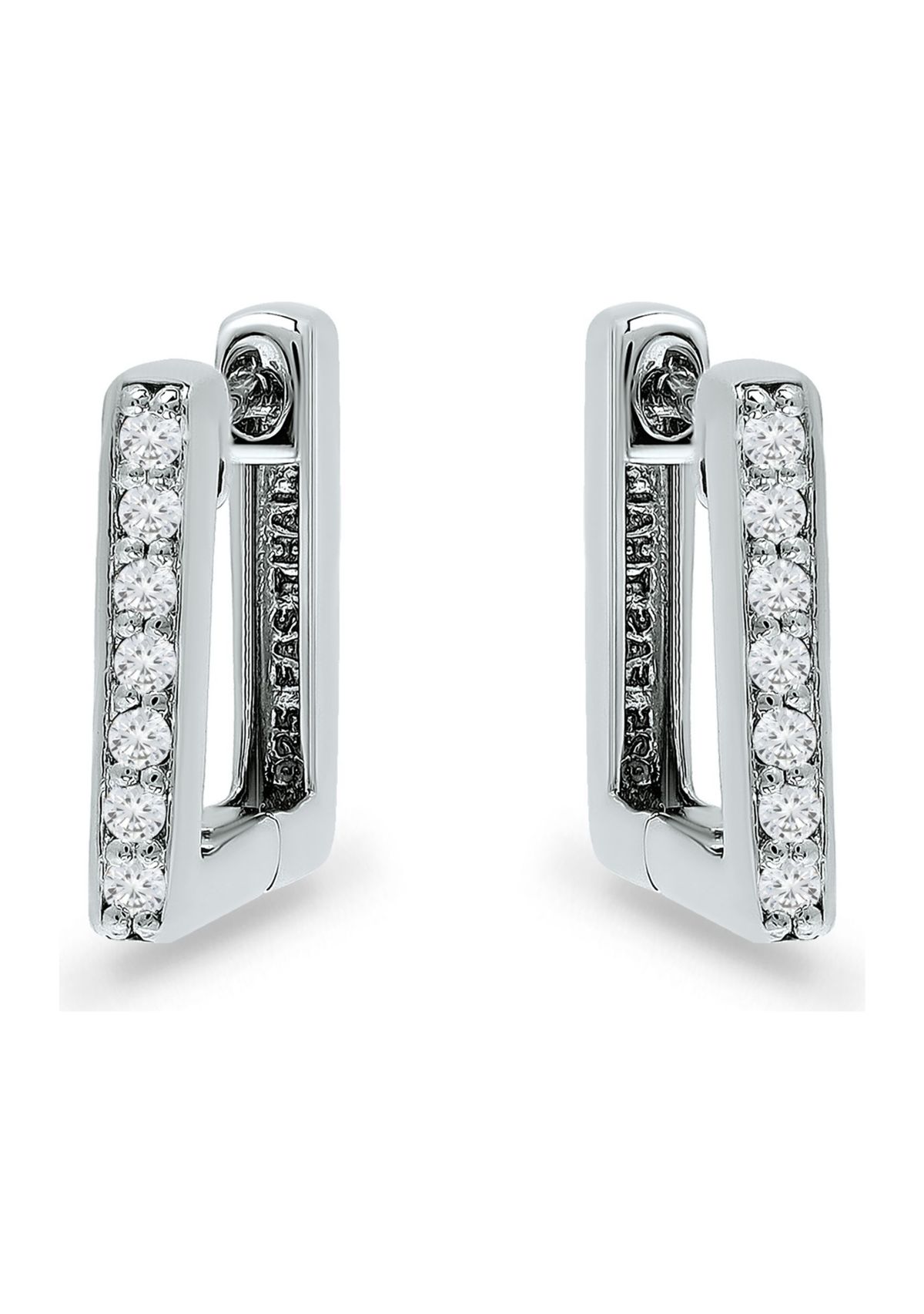 1/8 ct. t.w. Diamond 12mm Square Huggie Hoop Earrings, 18K Gold over Silver