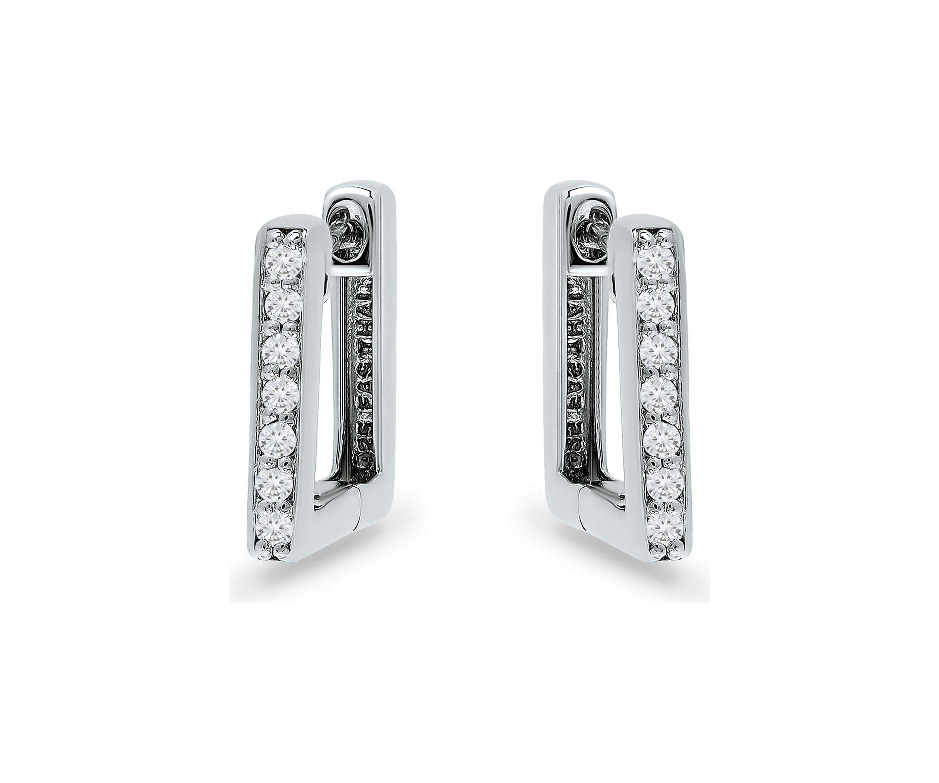 1/8 ct. t.w. Diamond 12mm Square Huggie Hoop Earrings, 18K Gold over Silver