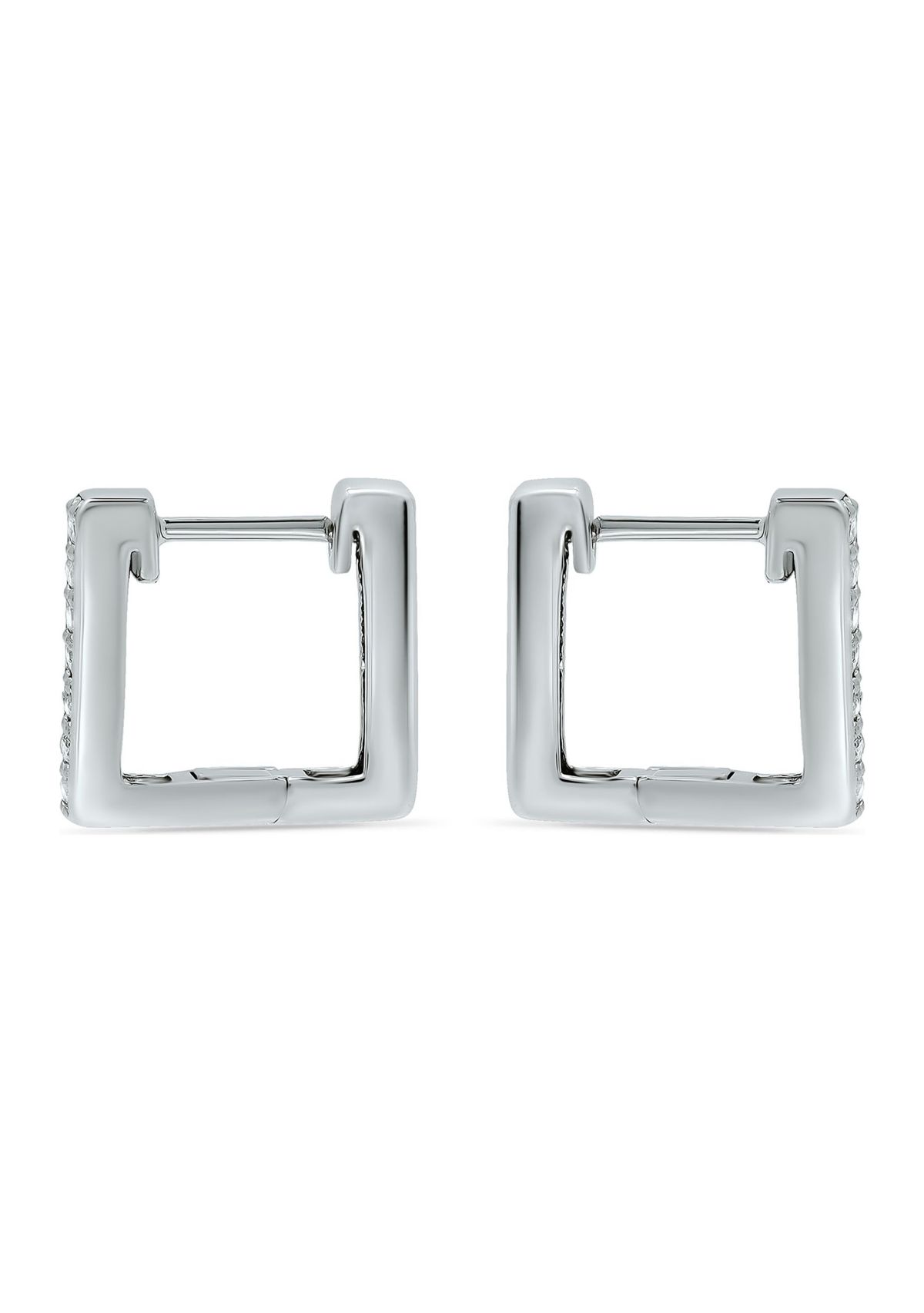 1/8 ct. t.w. Diamond 12mm Square Huggie Hoop Earrings, 18K Gold over Silver