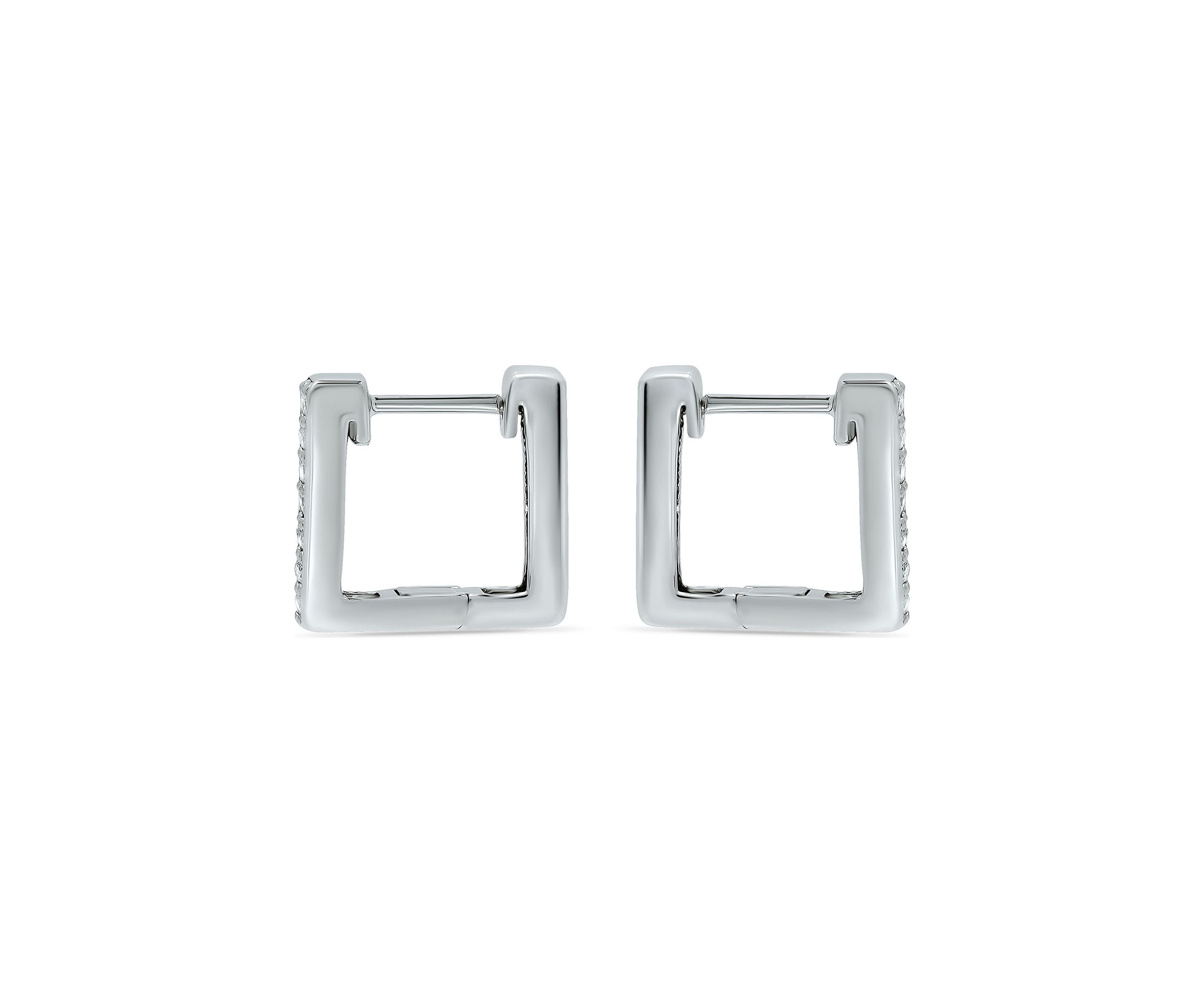 1/8 ct. t.w. Diamond 12mm Square Huggie Hoop Earrings, 18K Gold over Silver