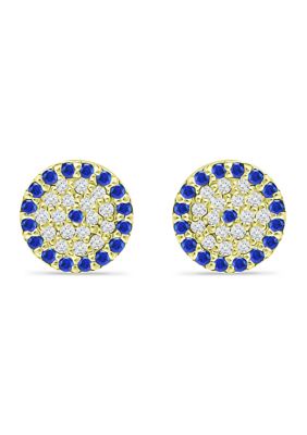 Belk & Co Lab Created 1/4 ct. t.w. Diamond and Synthetic Blue Sapphire Round Stud Earrings, Sterling Silver -  540046311735459