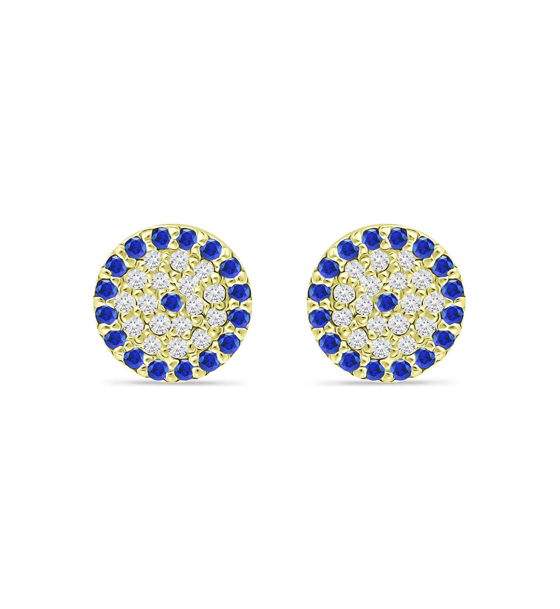 Lab Created 1/4 ct. t.w. Diamond and Synthetic Blue Sapphire Round Stud Earrings, Sterling Silver