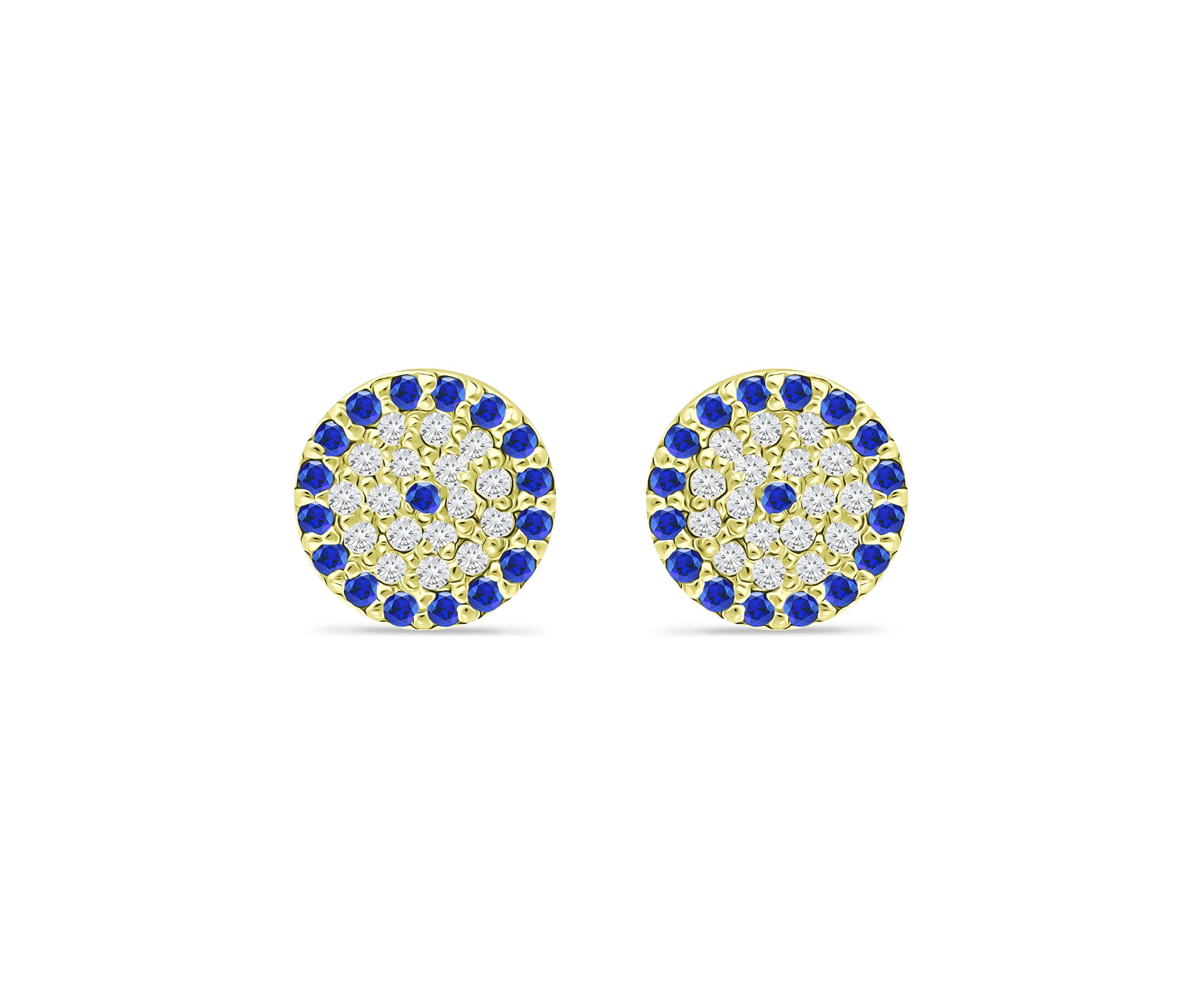 Lab Created 1/4 ct. t.w. Diamond and Synthetic Blue Sapphire Round Stud Earrings, Sterling Silver