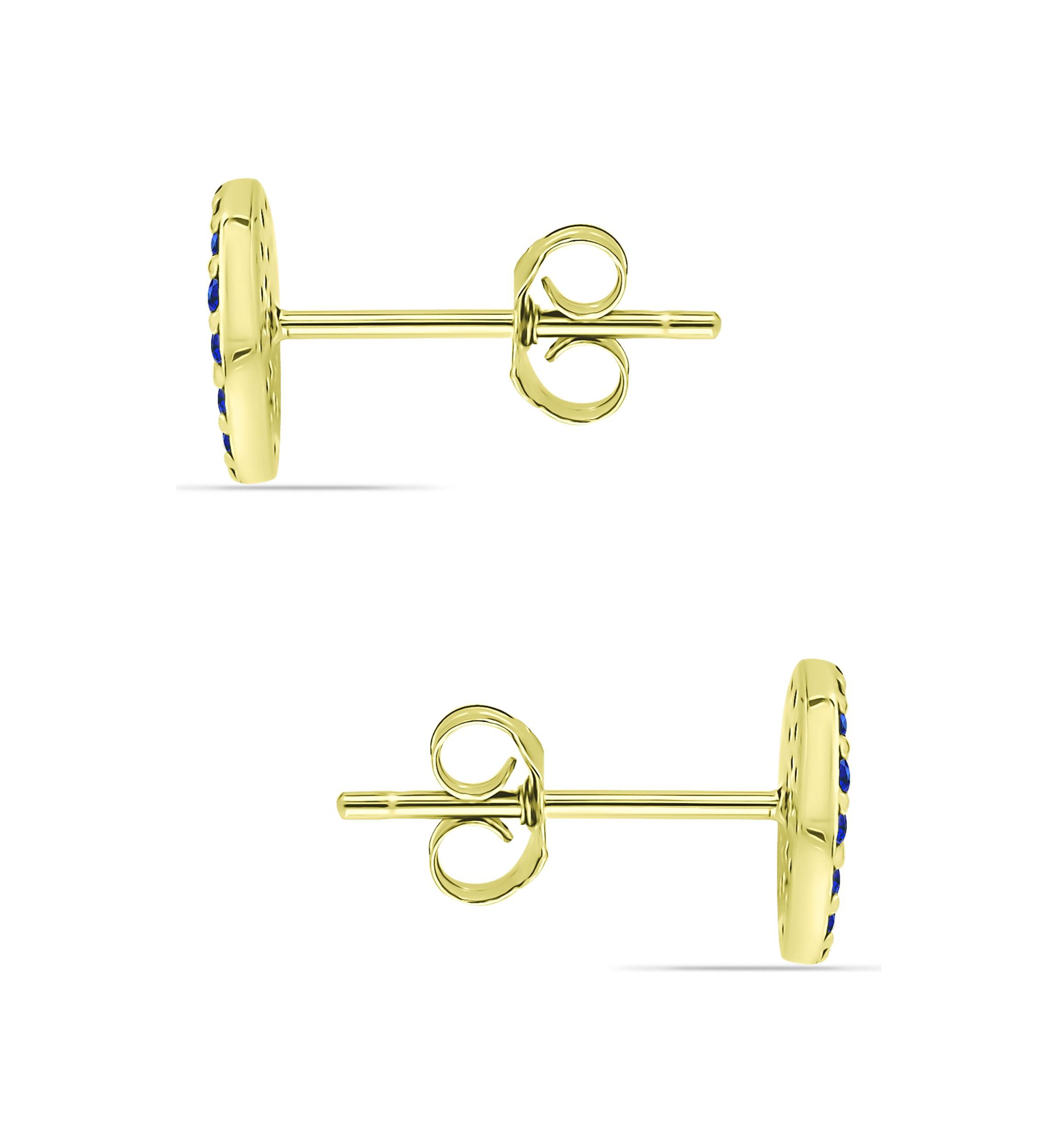 Lab Created 1/4 ct. t.w. Diamond and Synthetic Blue Sapphire Round Stud Earrings, Sterling Silver