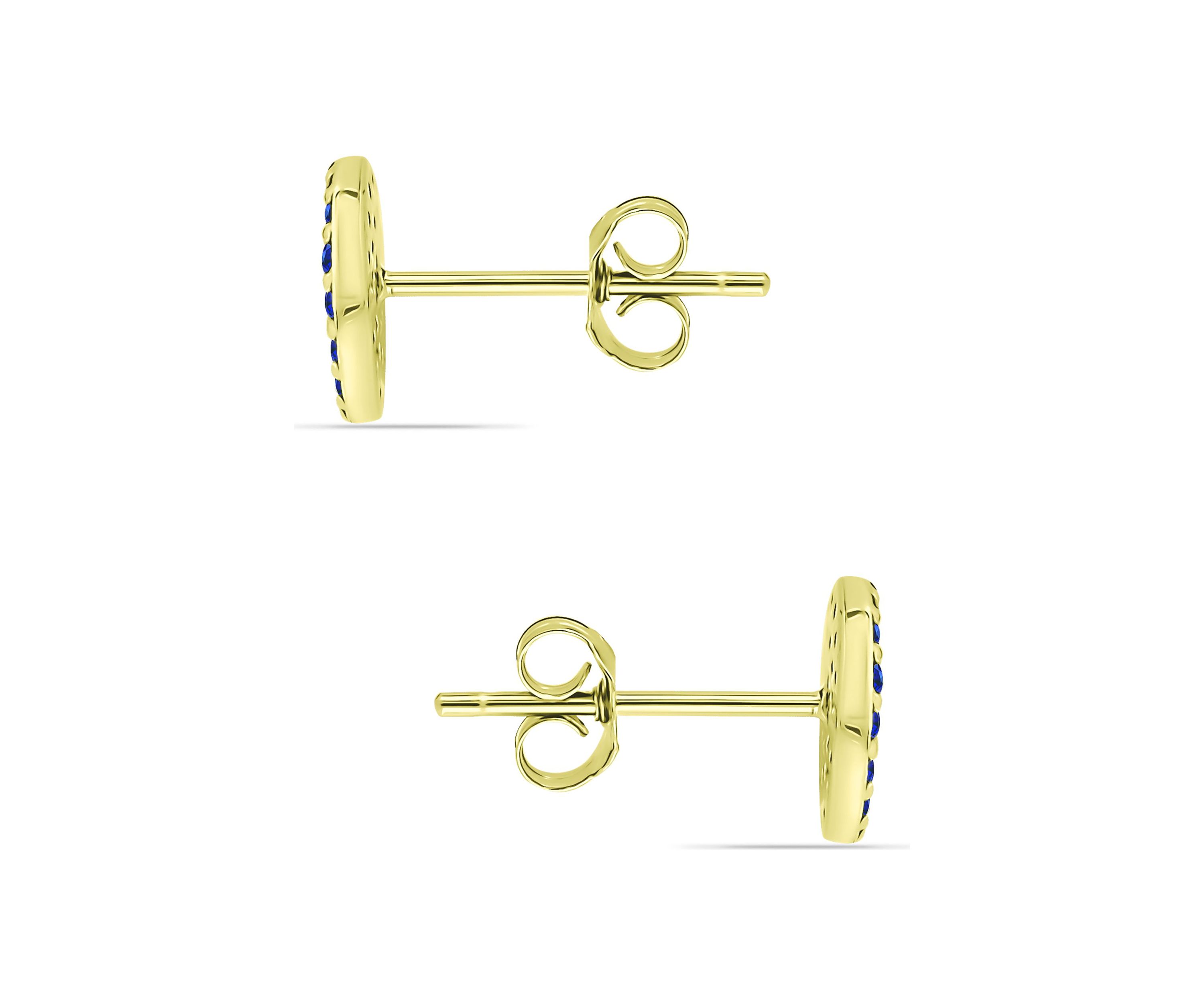 Lab Created 1/4 ct. t.w. Diamond and Synthetic Blue Sapphire Round Stud Earrings, Sterling Silver