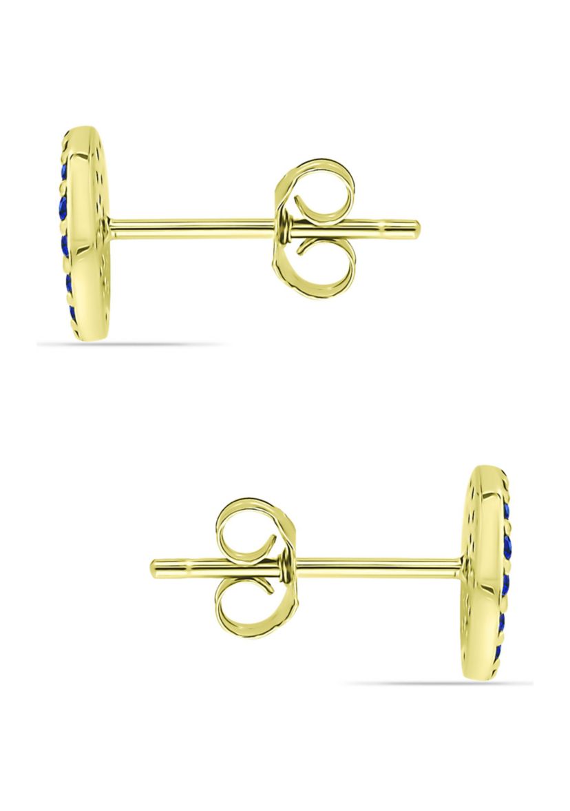 Lab Created 1/4 ct. t.w. Diamond and Synthetic Blue Sapphire Round Stud Earrings, Sterling Silver