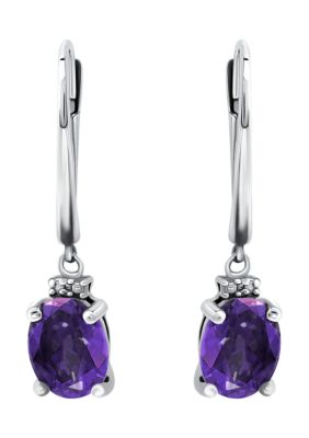 Belk & Co Lab Created 2.46 ct. t.w. Created Pink Sapphire and Diamond Drop Lever Back Earrings, Sterling Silver