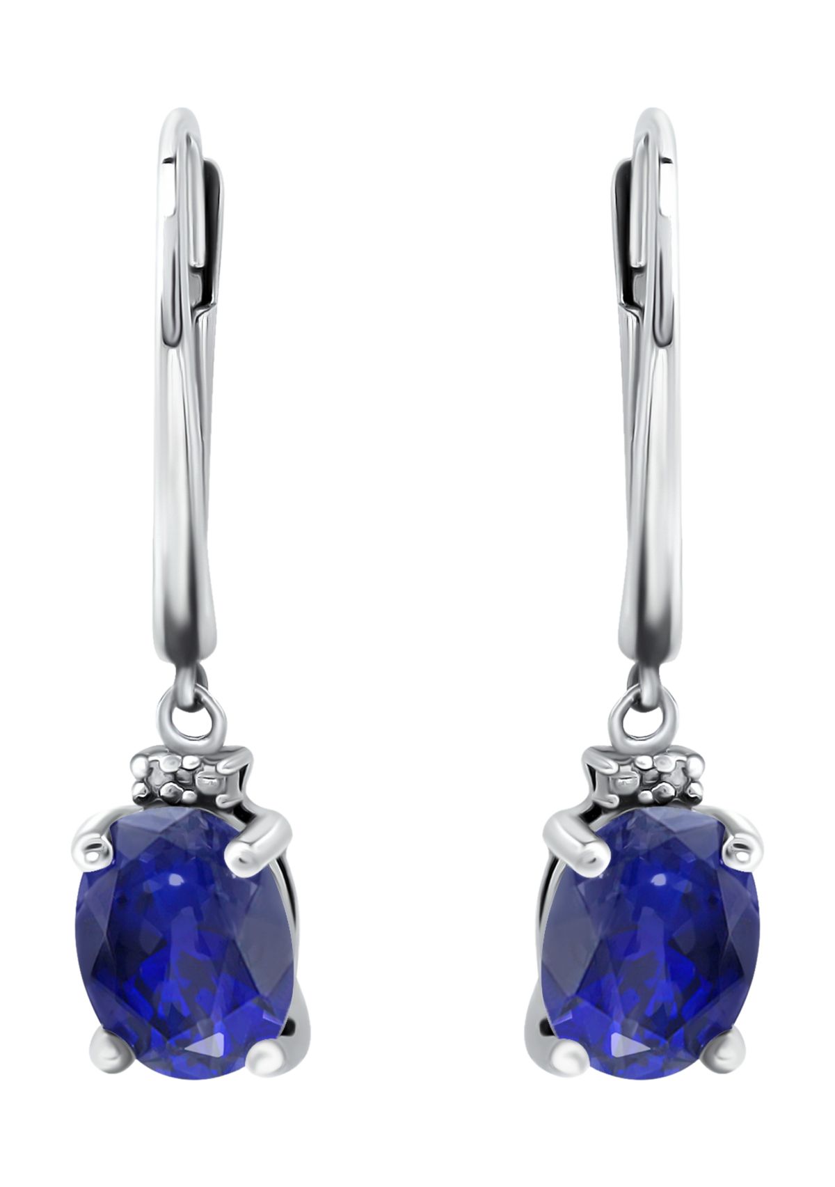 1.8 ct. t.w. Green Quartz and Diamond Drop Lever Back Earrings, Sterling Silver