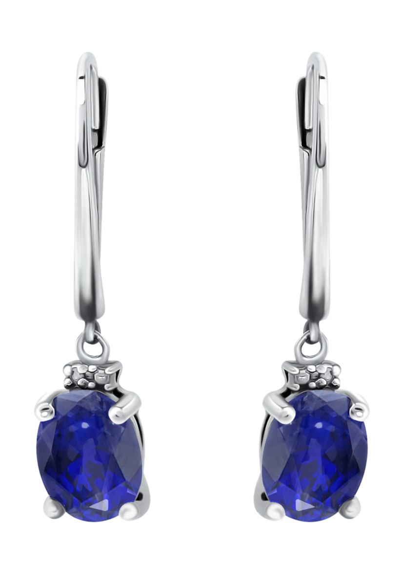 1.8 ct. t.w. Green Quartz and Diamond Drop Lever Back Earrings, Sterling Silver