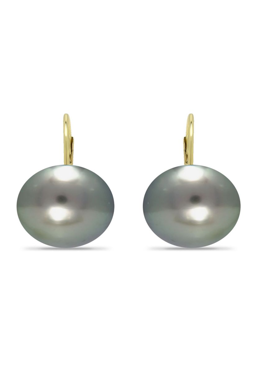 11MM Tahaitian Pearl Earrings, 14K Gold